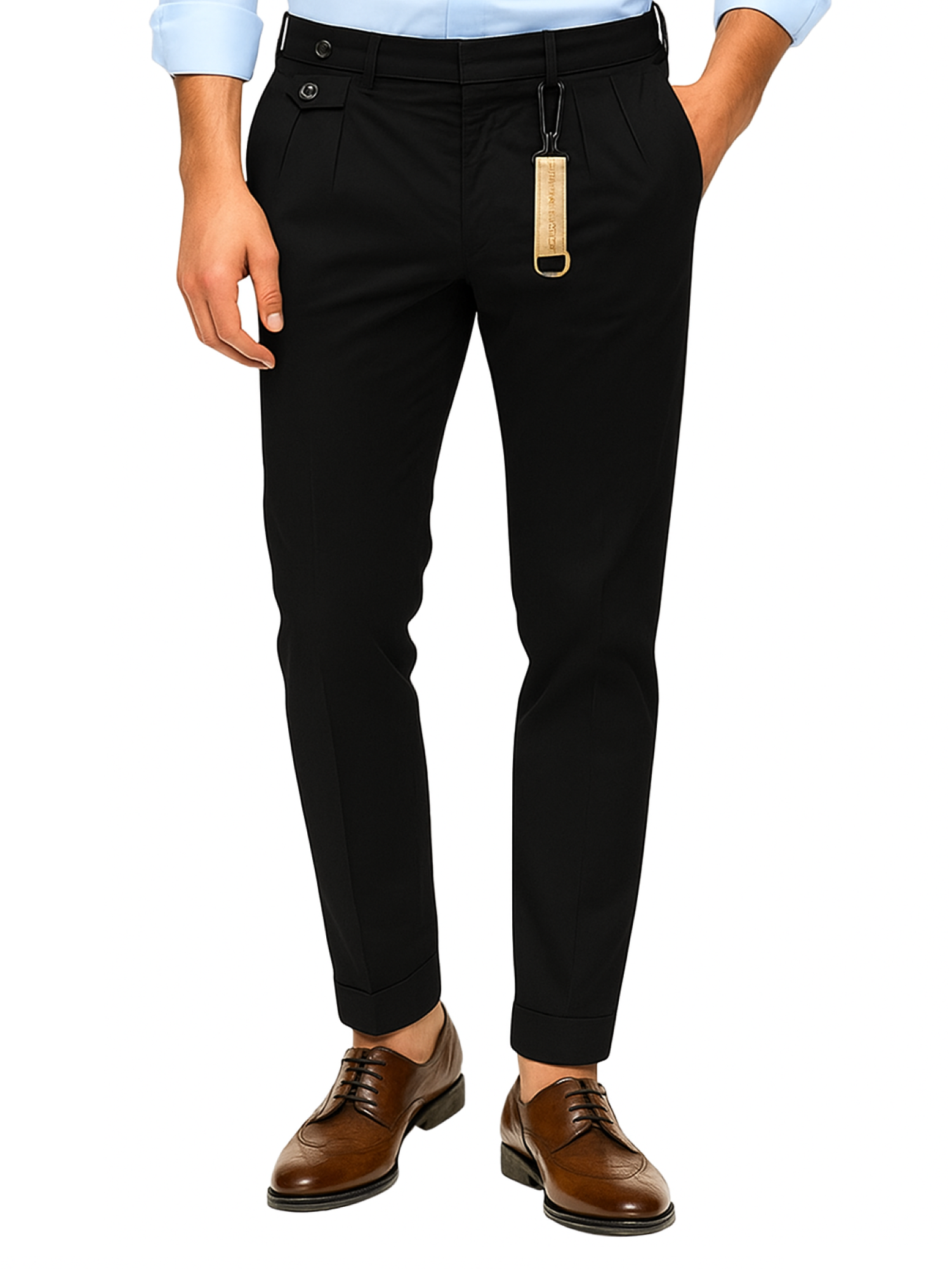 Manuel Ritz pantaloni uomo con pinces nero 3932P1668TC-253790 99 MANUEL RITZ 