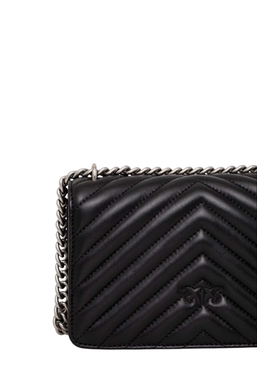 Pinko borsa Love Bag One Mini in pelle trapuntata nero argento 100074-A0GK Z99O PINKO 