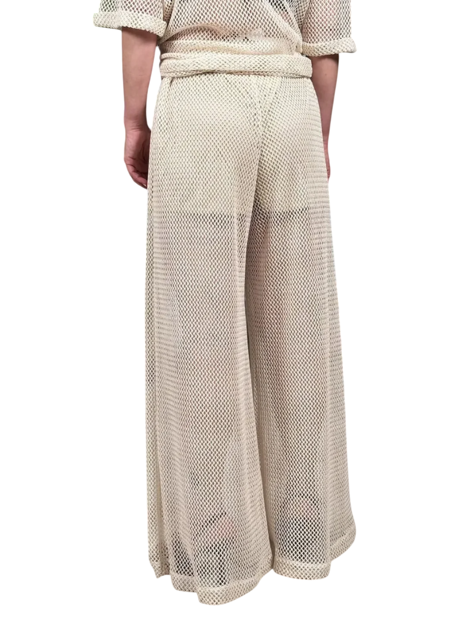 Haveone pantaloni palazzo in tessuto a rete panna PVS-N236 BURRO HAVEONE 