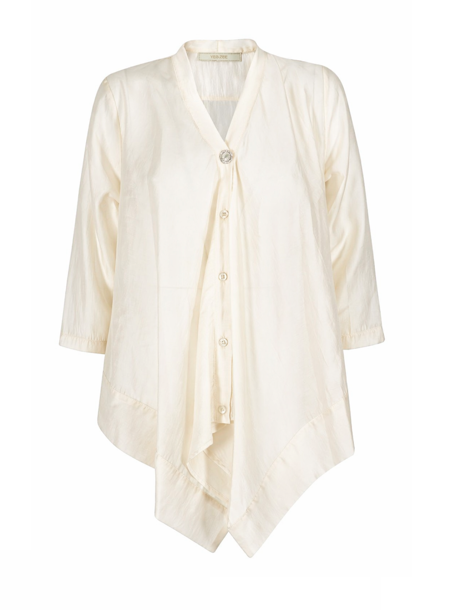 Yes Zee camicia donna in organza panna C412-ET00 0107 YES-ZEE 