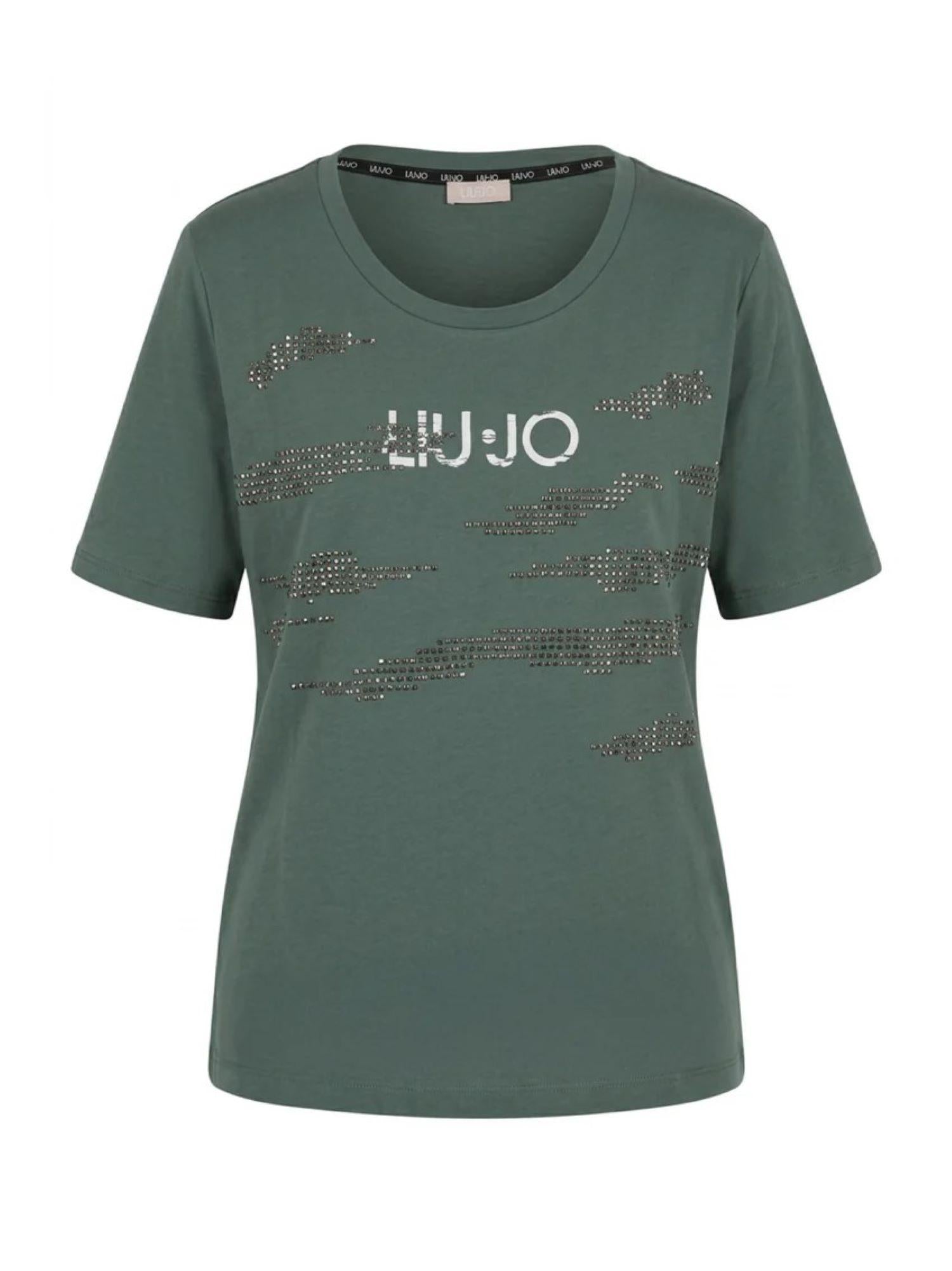 Liu Jo T-shirt manica corta donna con strass verde salvia TA6265JS923 P9287 LIU JO 