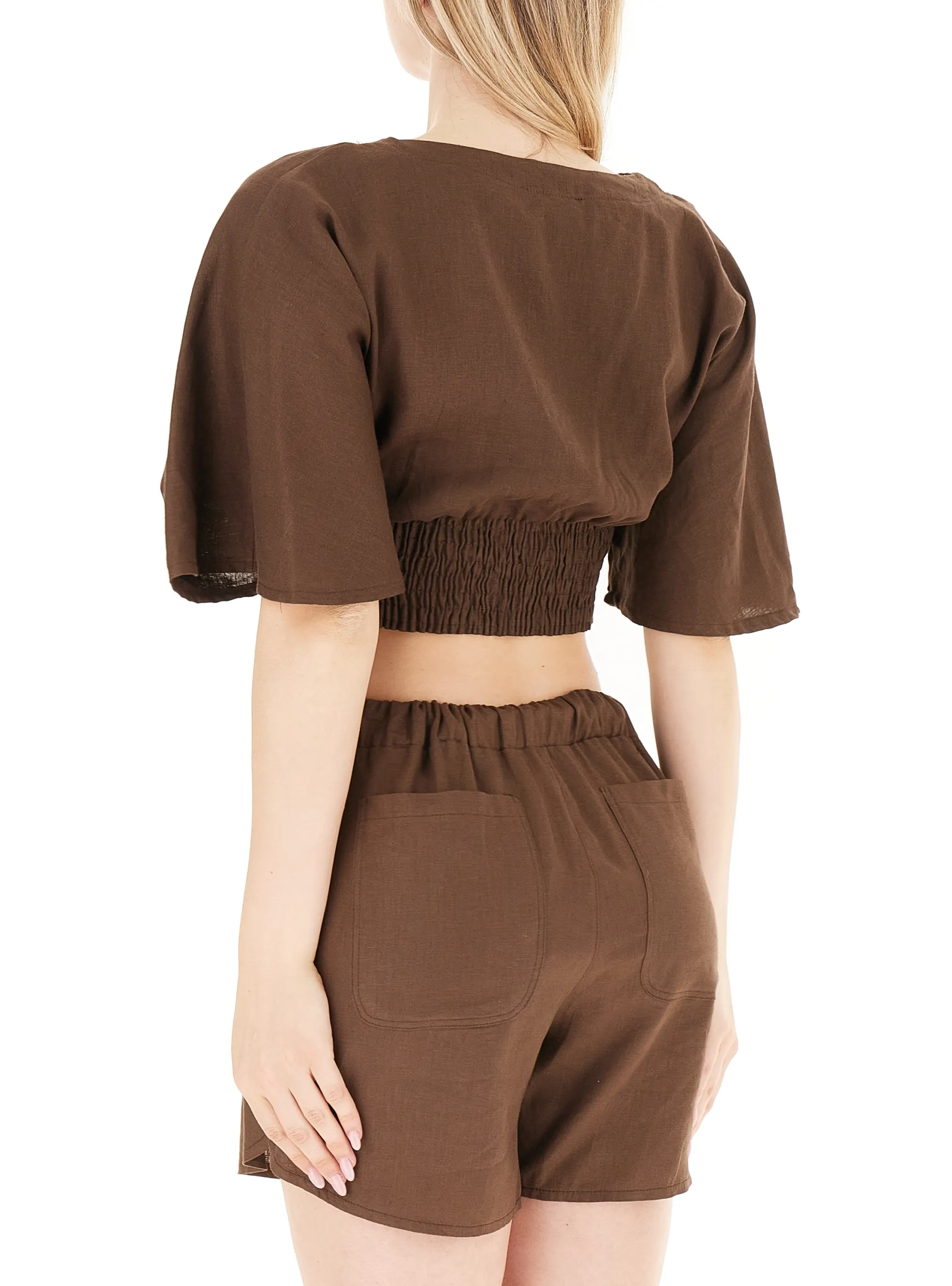 Vicolo top crop drappeggiato marrone TD2620 MARRONE VICOLO 