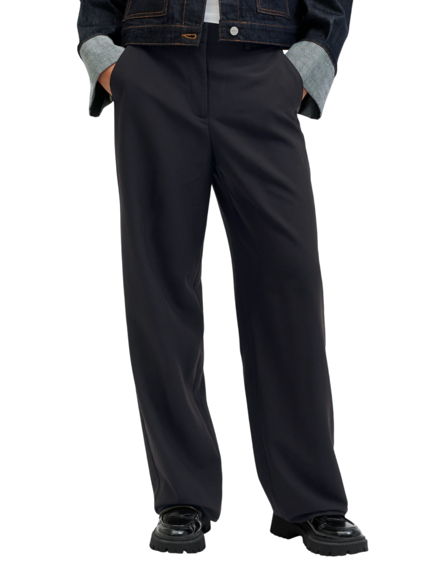 Jjxx pantaloni gamba dritta vita alta nero 12200674 BLACK JJXX 