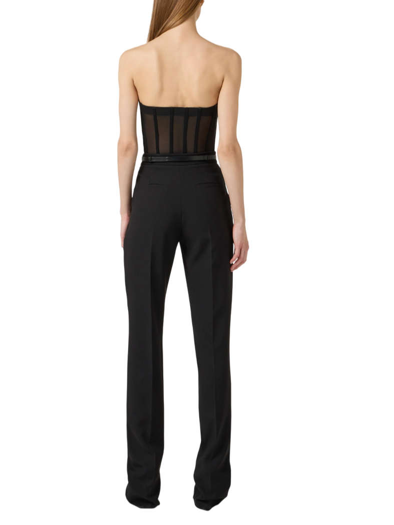 Elisabetta Franchi top bustier in raso e tulle nero TO05162 110 ELISABETTA FRANCHI 