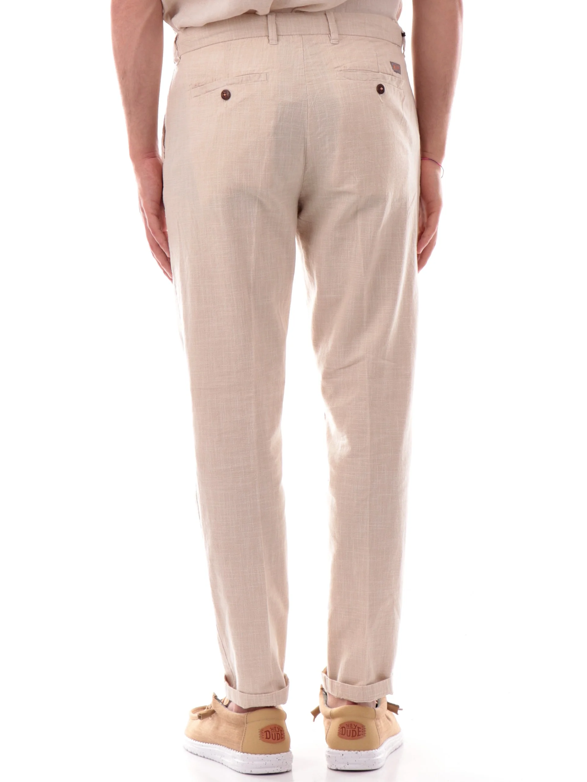Yes Zee pantaloni a righe misto lino beige P670-PF00 2002 YES-ZEE 