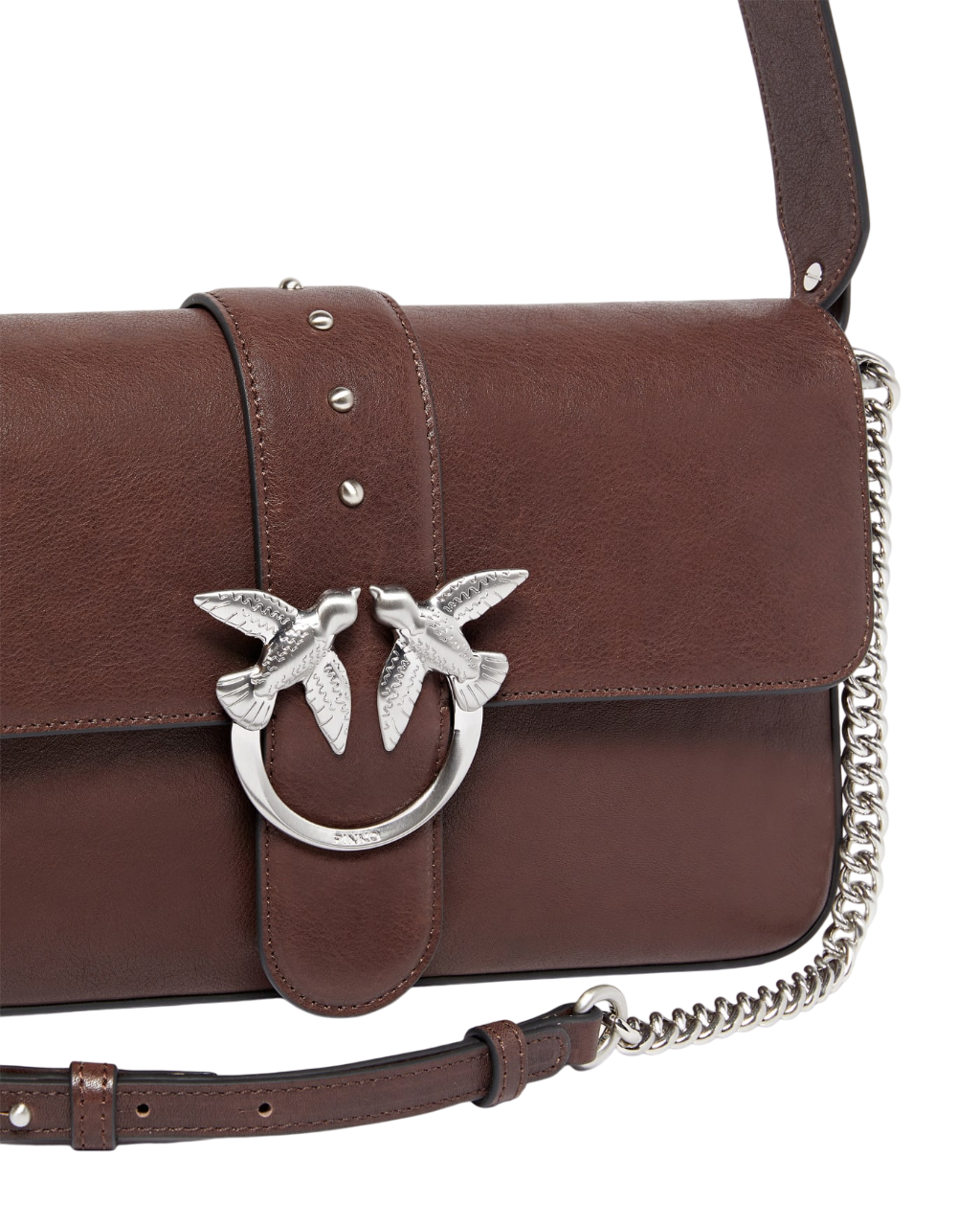 Pinko borsa Love One Slouchy con zip in pelle marrone argento 105081-A2JG L74E PINKO 