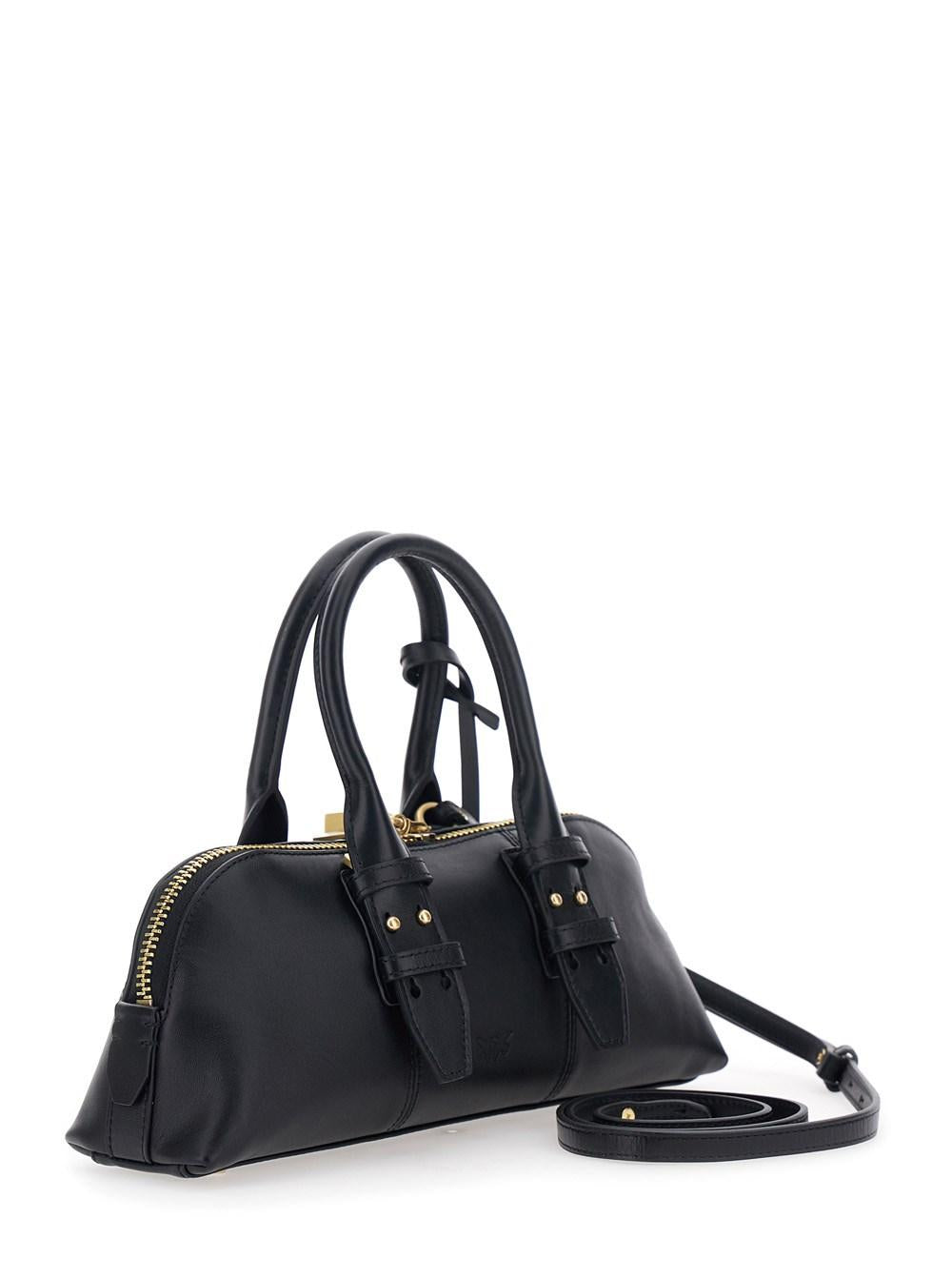 Pinko borsa Bowling Bag Baguette in pelle nero 105334-A0QO Z99V PINKO 