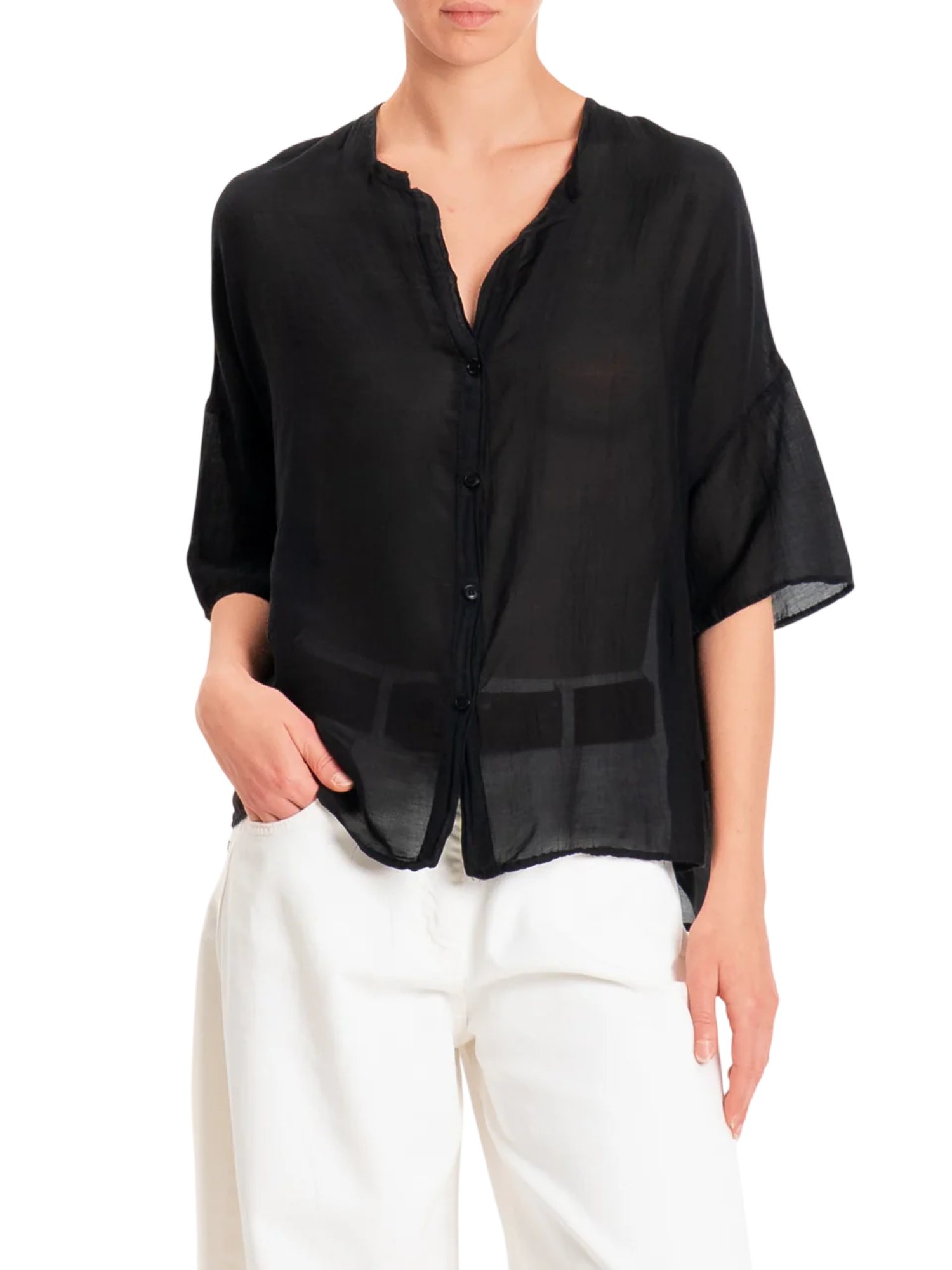 Vicolo camicia donna misto seta nero TAB0670 NERO VICOLO 