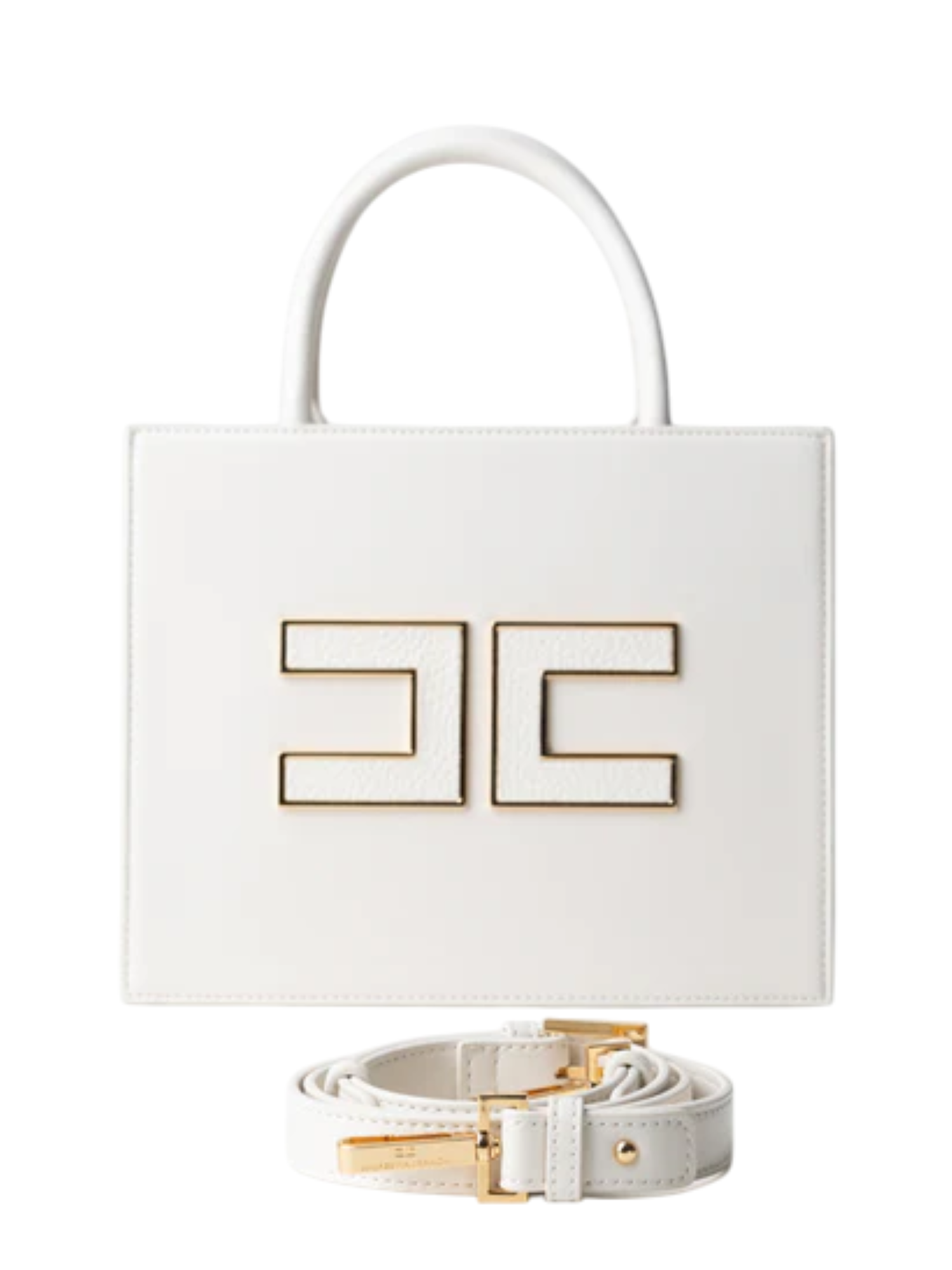 Elisabetta Franchi borsa tote piccola con logo avorio BS33A56E2 DZ9 ELISABETTA FRANCHI 