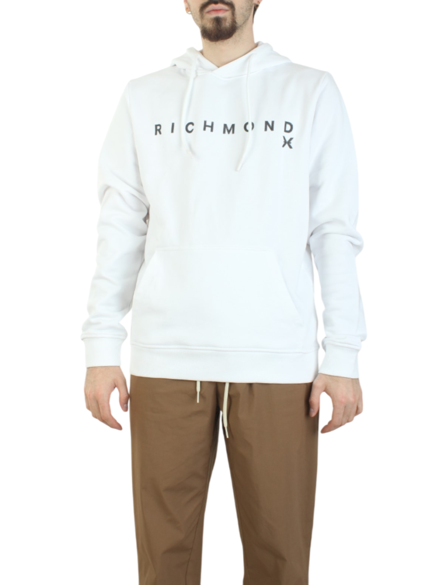 John Richmond felpa con cappuccio stampa logo bianco UMP25156FE WHITE John RICHMOND 