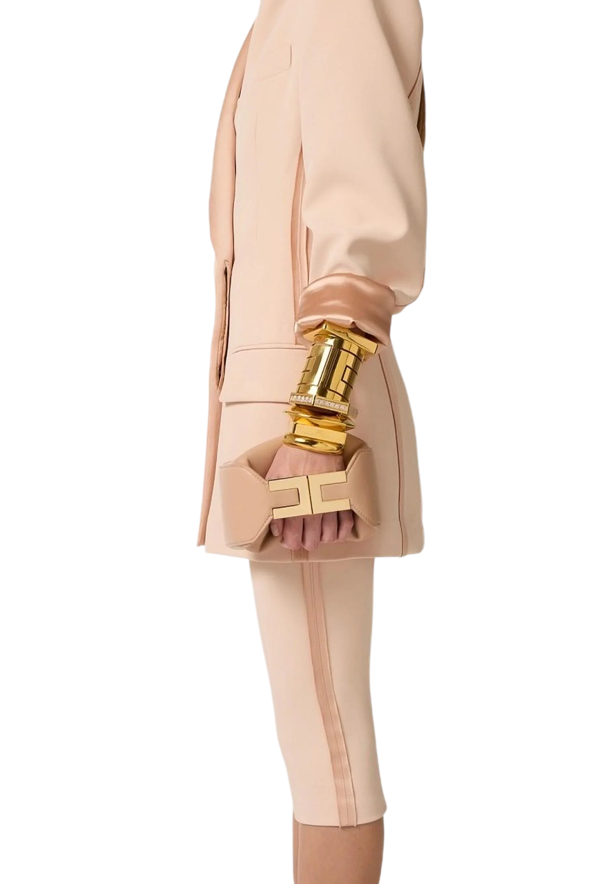 Elisabetta Franchi borsa a mano in ecopelle con placca logo nude BS07A62 EA1 ELISABETTA FRANCHI 