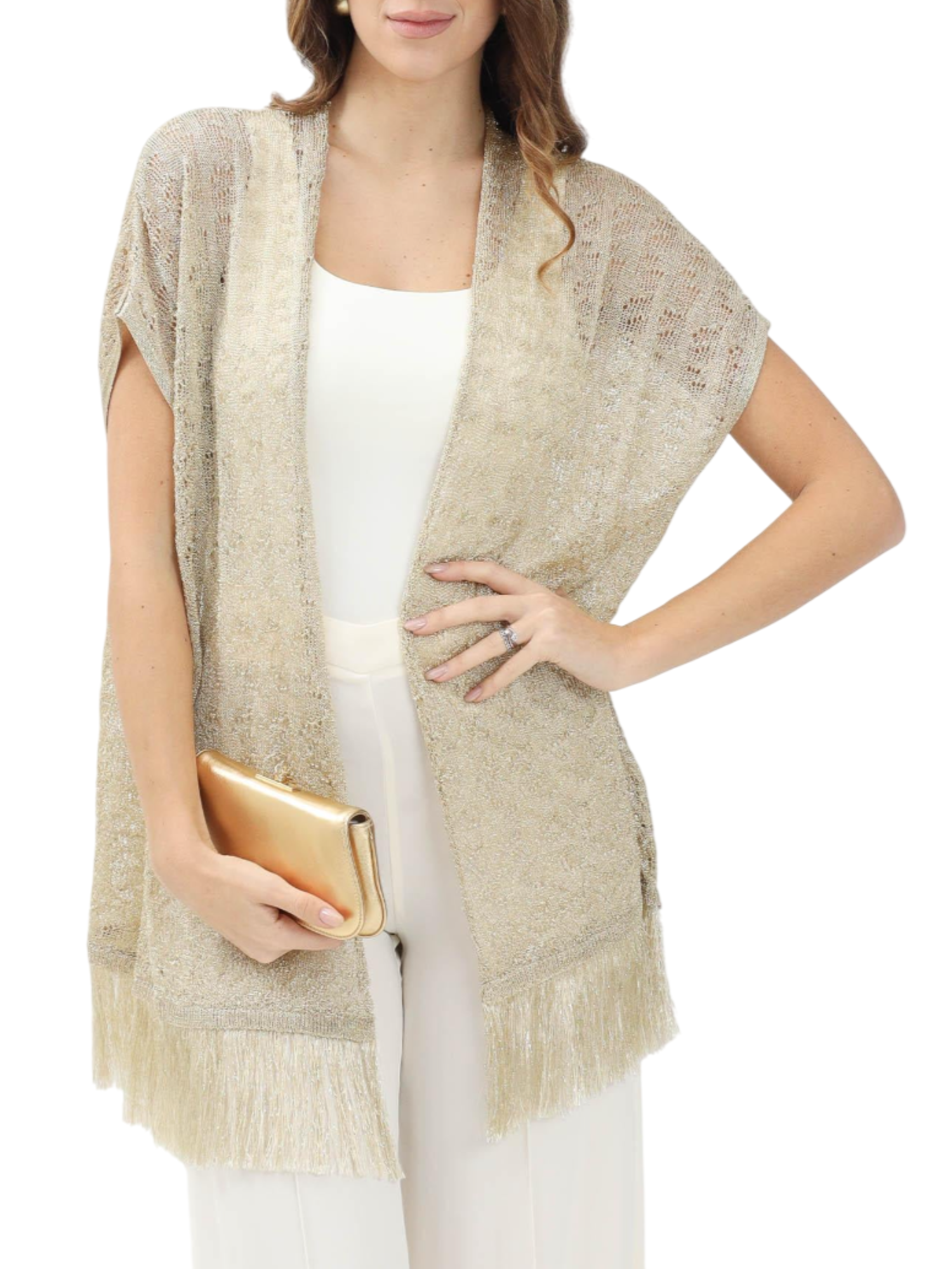 Simona Corsellini cardigan in maglia lurex traforata oro P25CPCRO0201 0730 SIMONA CORSELLINI 