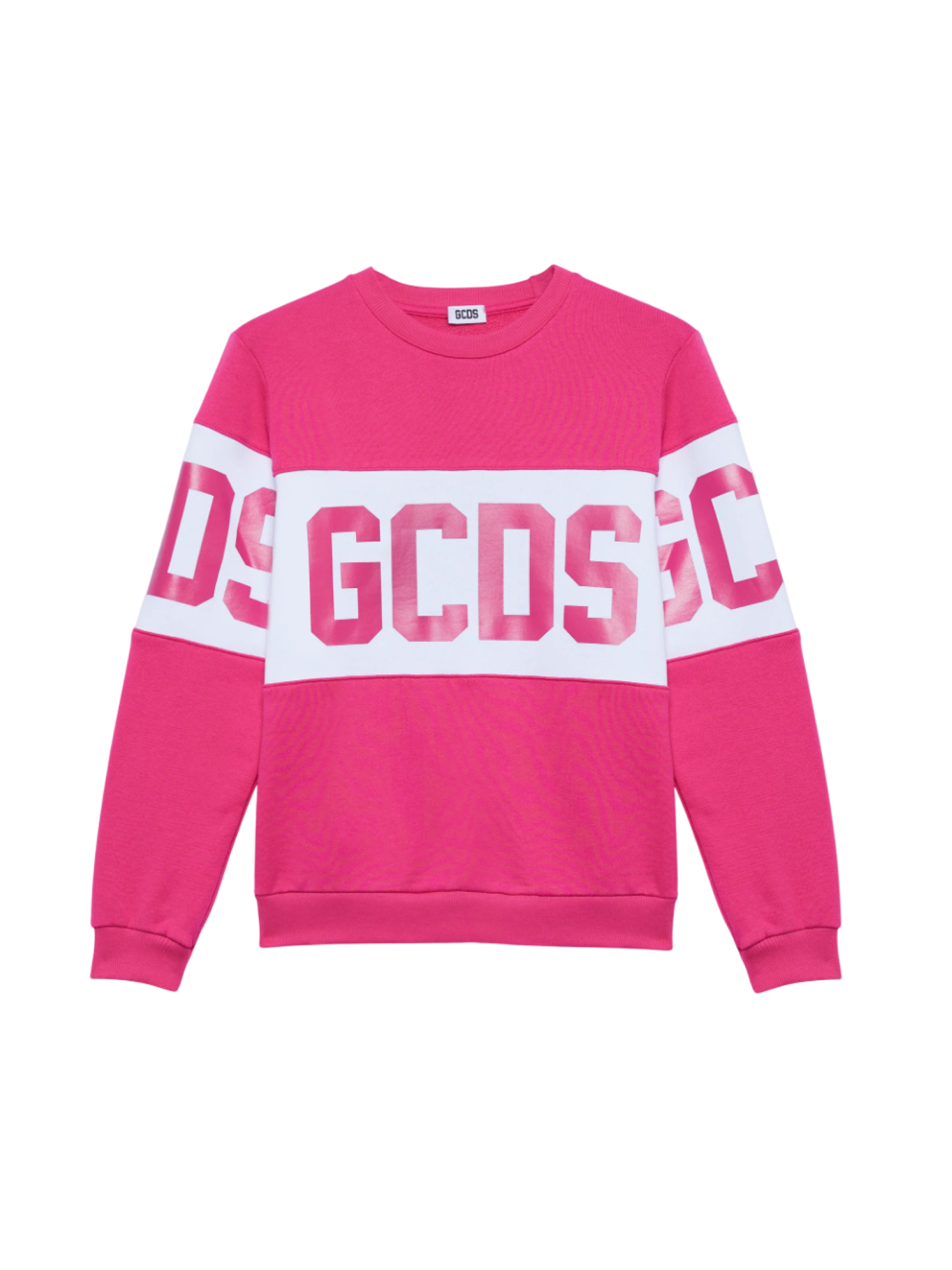 Gcds felpa bambina con banda logo fucsia B2KU1527BA2 FUCHSIA GCDS 