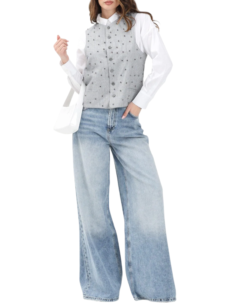 Vicolo jeans gamba larga Lily lavaggio blu chiaro DD5045 LAV.CHIARO VICOLO 