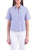 Yes Zee camicia a righe donna manica corta celeste bianco