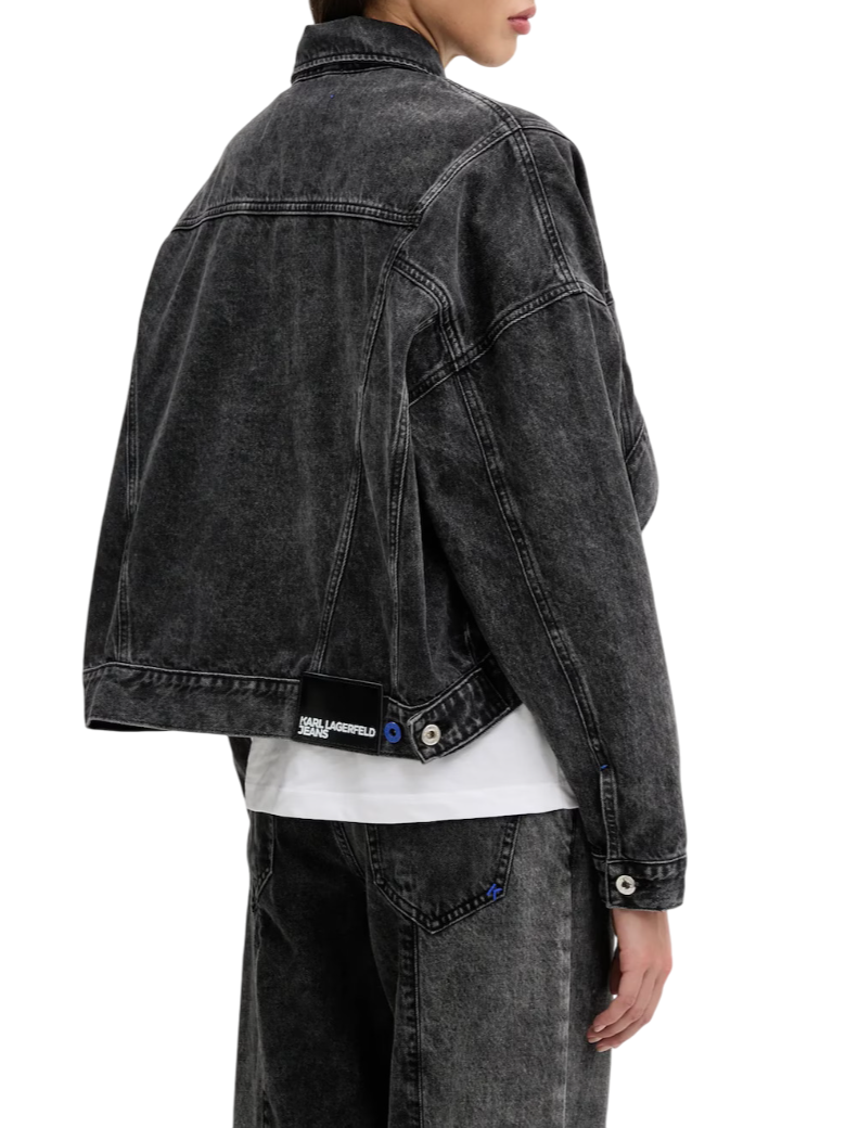 Karl Lagerfeld giubbino crop in denim lavaggio nero A3W14060 1BJ KARL LAGERFELD 