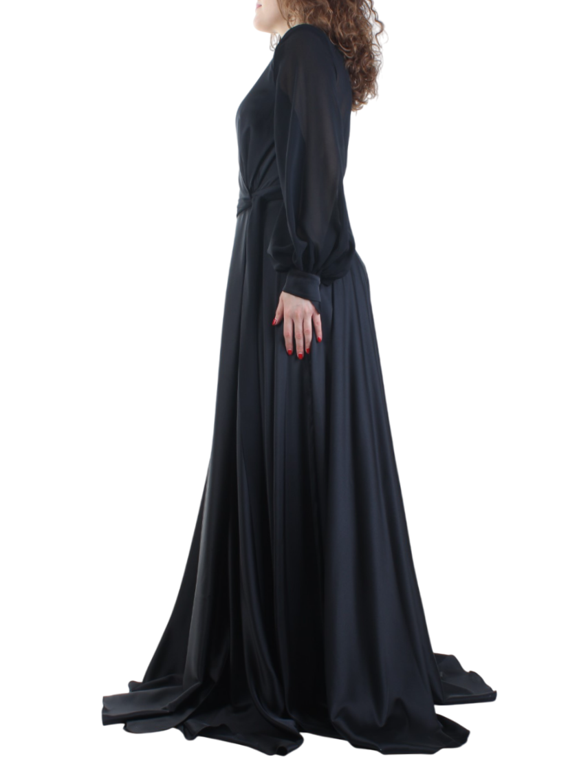 Atelier Legora abito da cerimonia satin con gonna ampia nero AT171-7 NERO A.LEGORA 