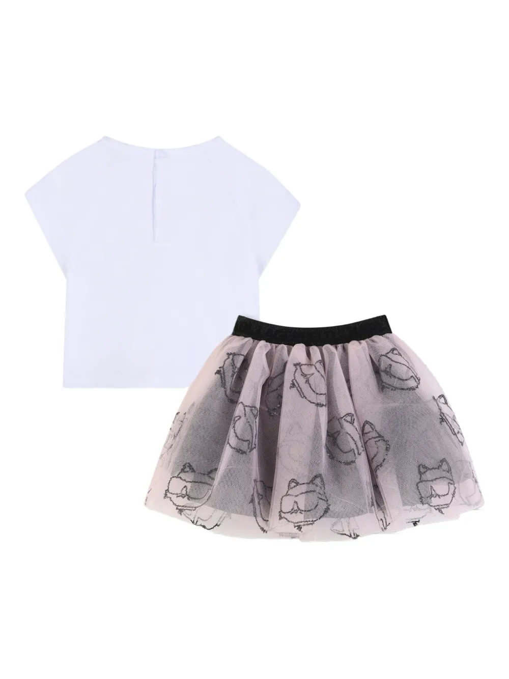 Karl Lagerfeld completo neonata T-shirt e gonna in tulle bianco rosa Z31055 BIANCO ROSA KARL LAGERFELD KIDS 