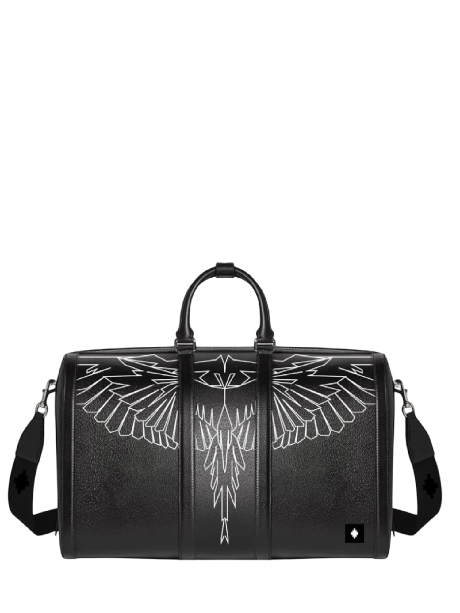 County of Milan borsone da viaggio in ecopelle con stampa iconica nero COMAF250131 NERO-WHITE WINGS COUNTY OF MILAN 