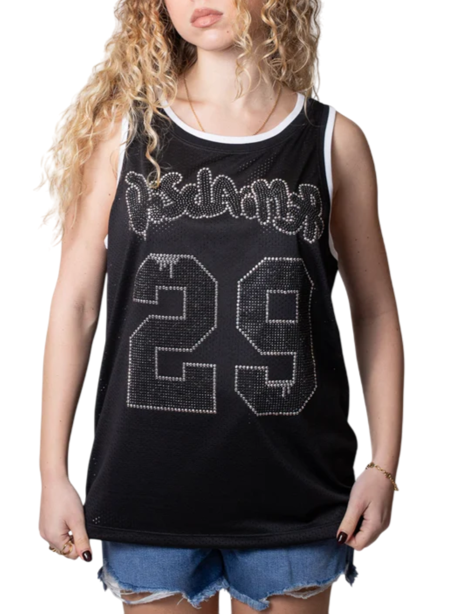 Disclaimer canotta con logo strass nero 54989 NERO DISCLAIMER 