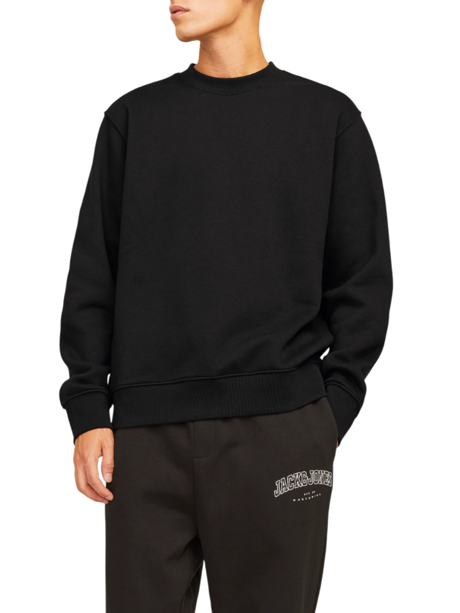 Jack&Jones felpa uomo Jjeurban nero 12259945 BLACK JACK&JONES 