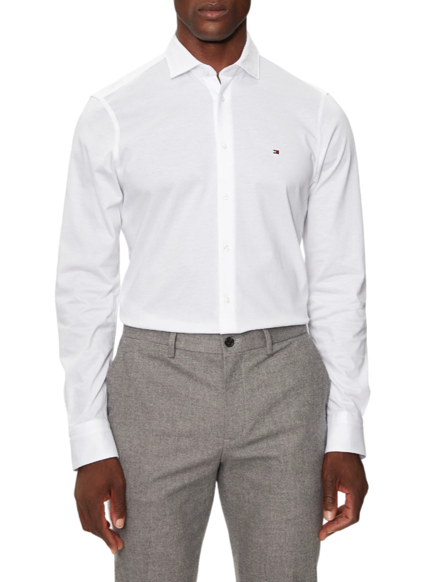 Tommy Hilfiger camicia manica lunga in cotone bianco MW0MW36913 YCF Tommy Hilfiger 