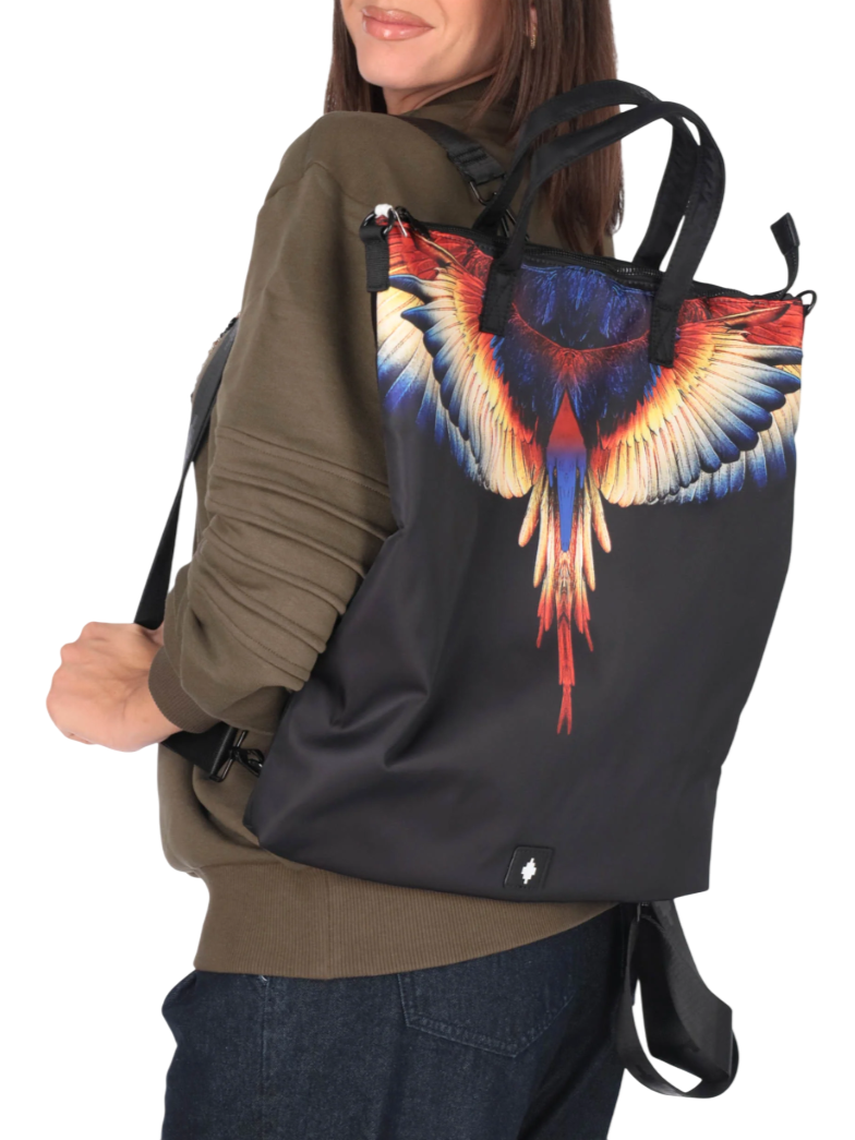 County of Milan zaino in nylon con stampa iconica nero COMAF250121 NERO-YELLOW WINGS COUNTY OF MILAN 