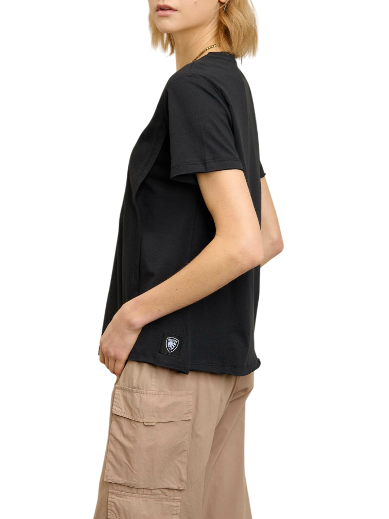 Blauer T-shirt manica corta Cheney effetto doppia maglia nero 25SBLDH02370-006845 999 BLAUER 