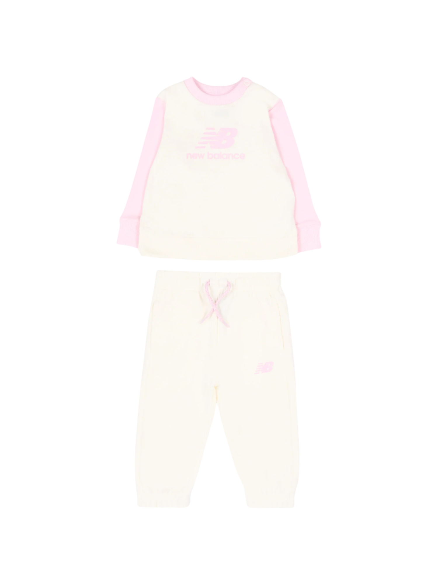 New Balance completo neonata felpa e pantaloni panna rosa LAKG02541 SST NEW BALANCE 