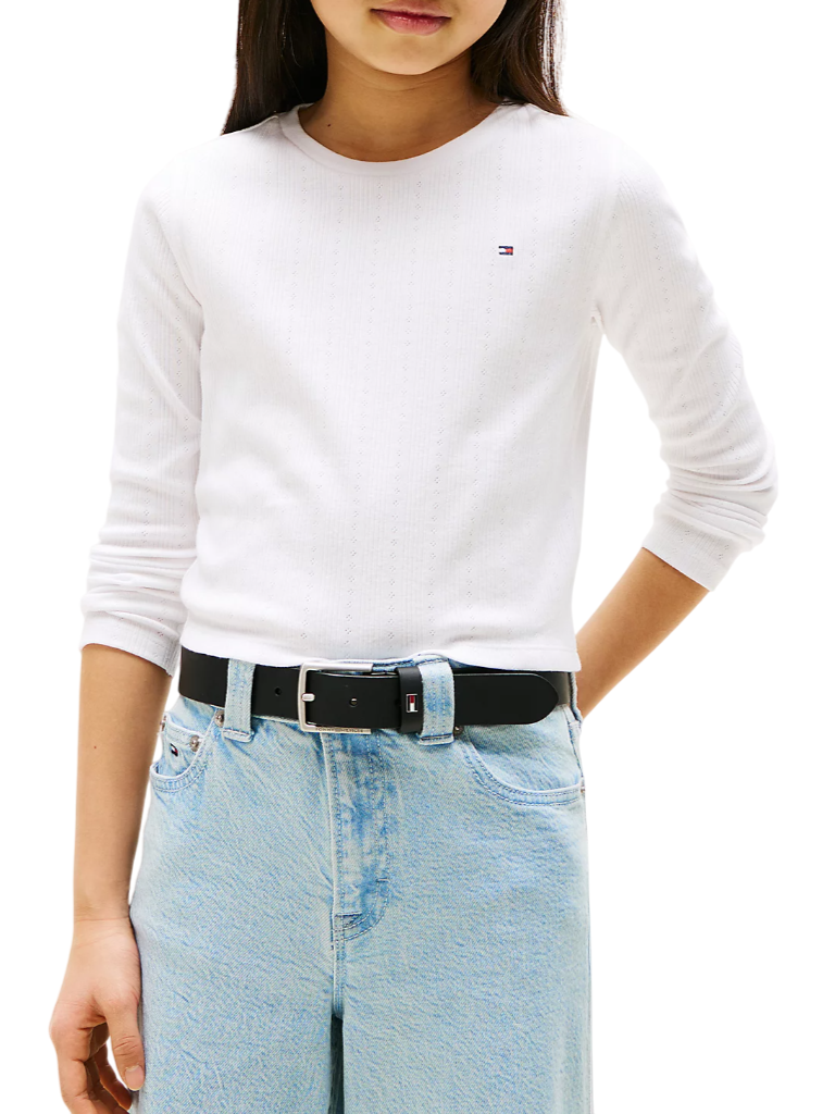 Tommy Hilfiger T-shirt con motivo pointelle bianco KG0KG08631 YBR Tommy Hilfiger 