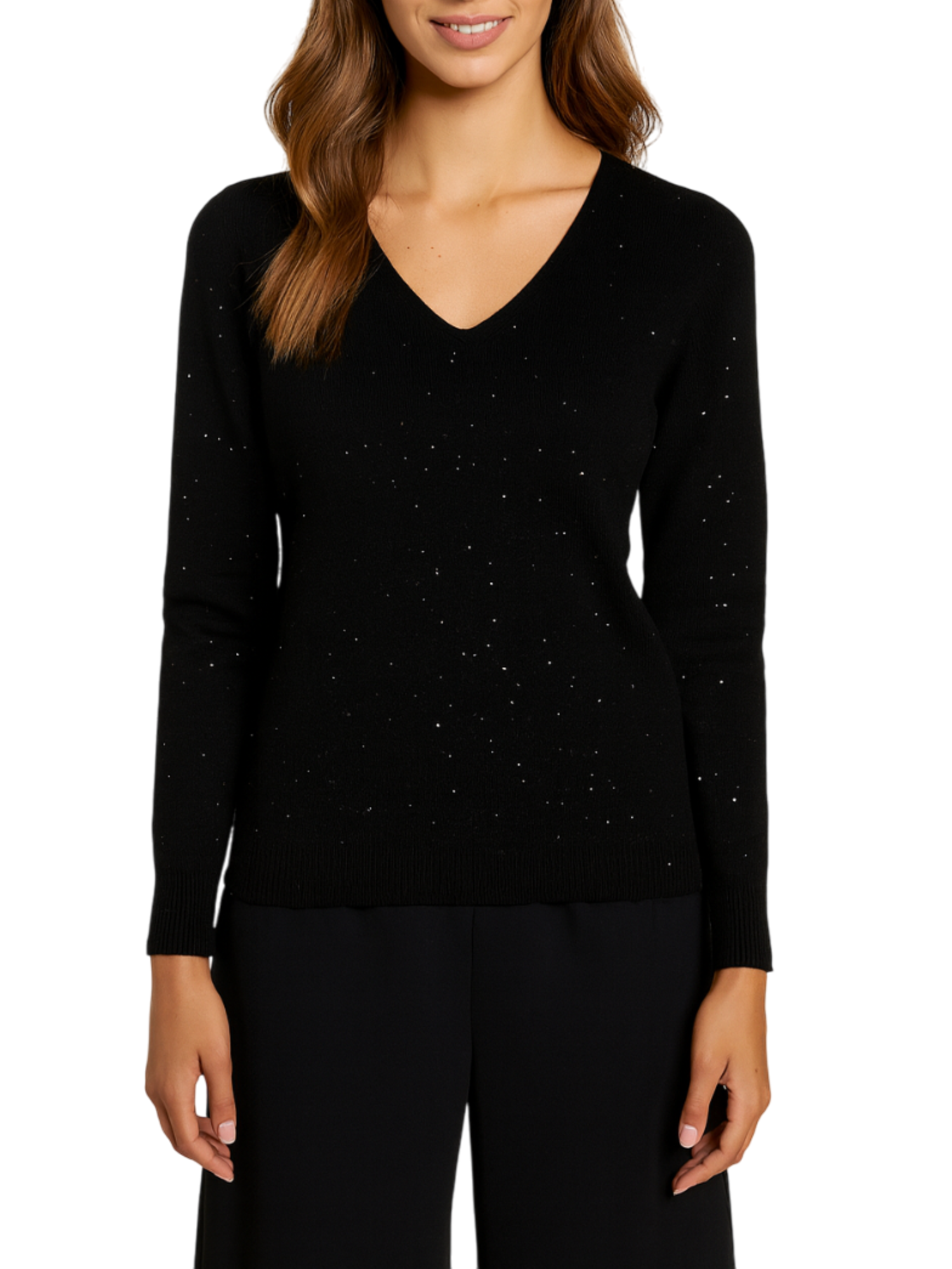 Lola by Sandro Ferrone maglia donna con paillettes nero L129YBFARUTI NERO Lola BY S.FERRONE 