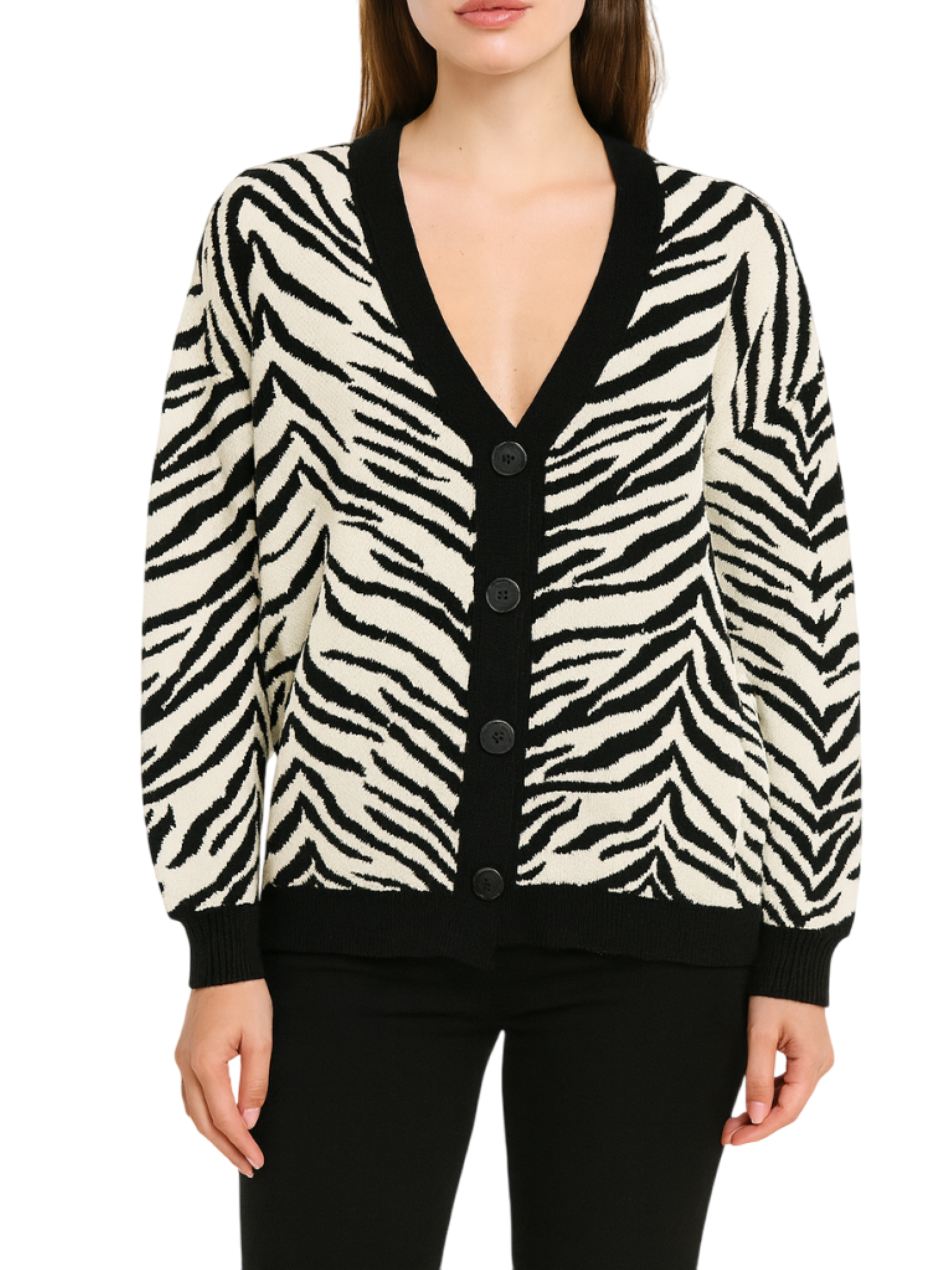 Marc Ellis cardigan donna in fantasia zebrata nero bianco MRCM033 B-N MARC ELLIS 