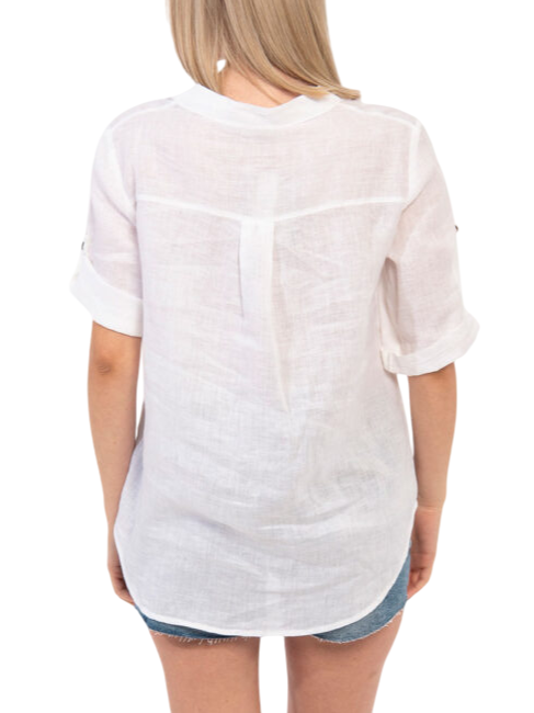 Yes Zee camicia in lino manica corta rosa antico C231-YZ00 0437 YES-ZEE 