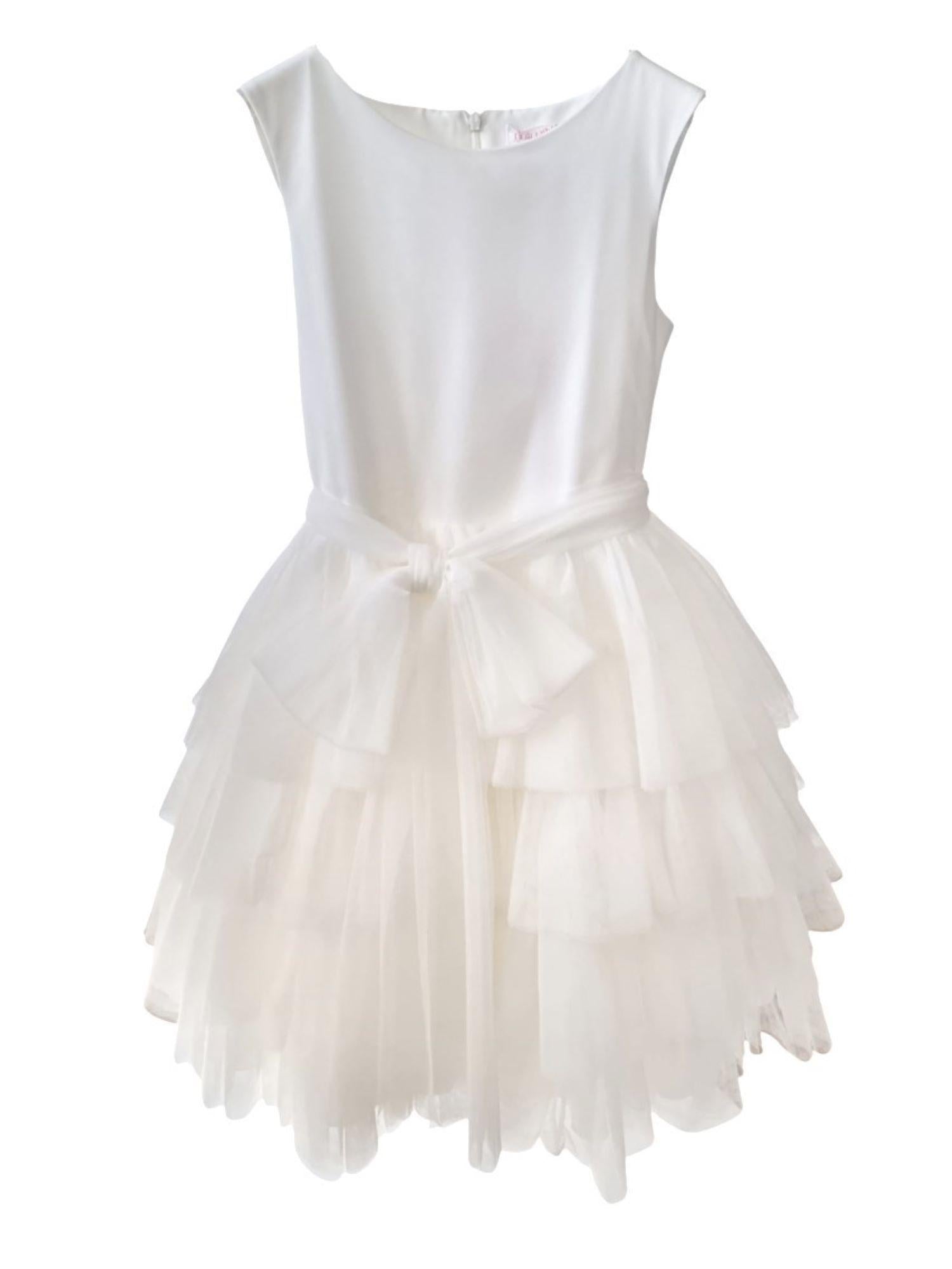 Mimilù abito da cerimonia in tulle con balze bianco 287 BLANCO MImilù 