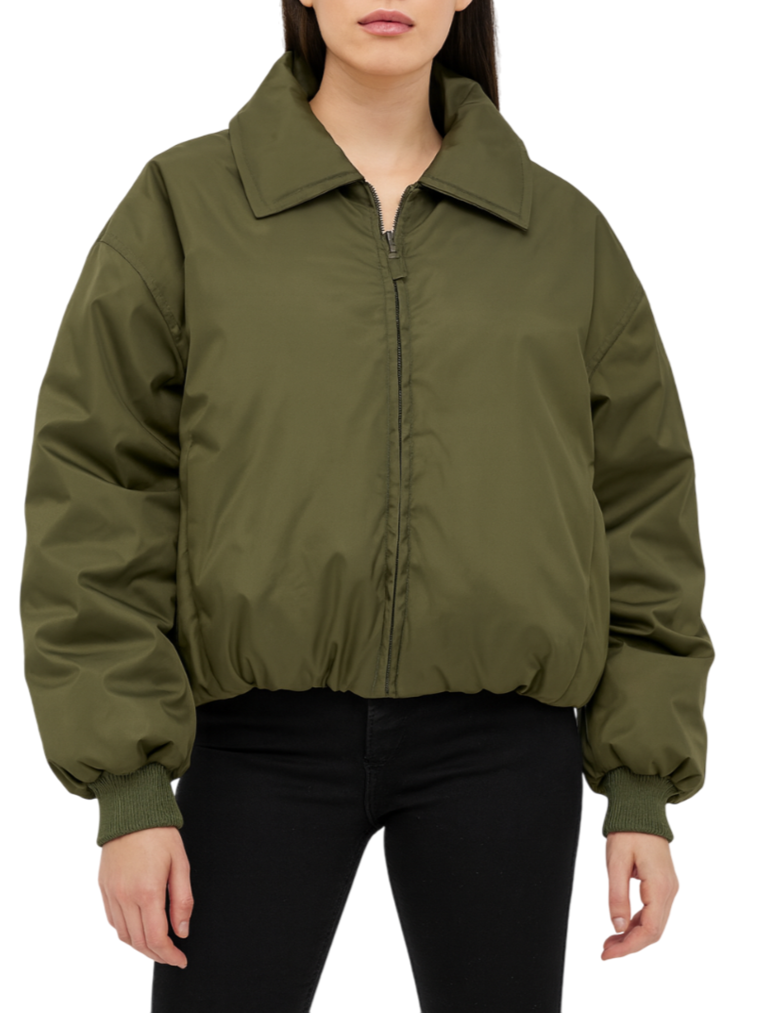 Vicolo piumino donna con colletto verde militare TF0013 MILITARE VICOLO 