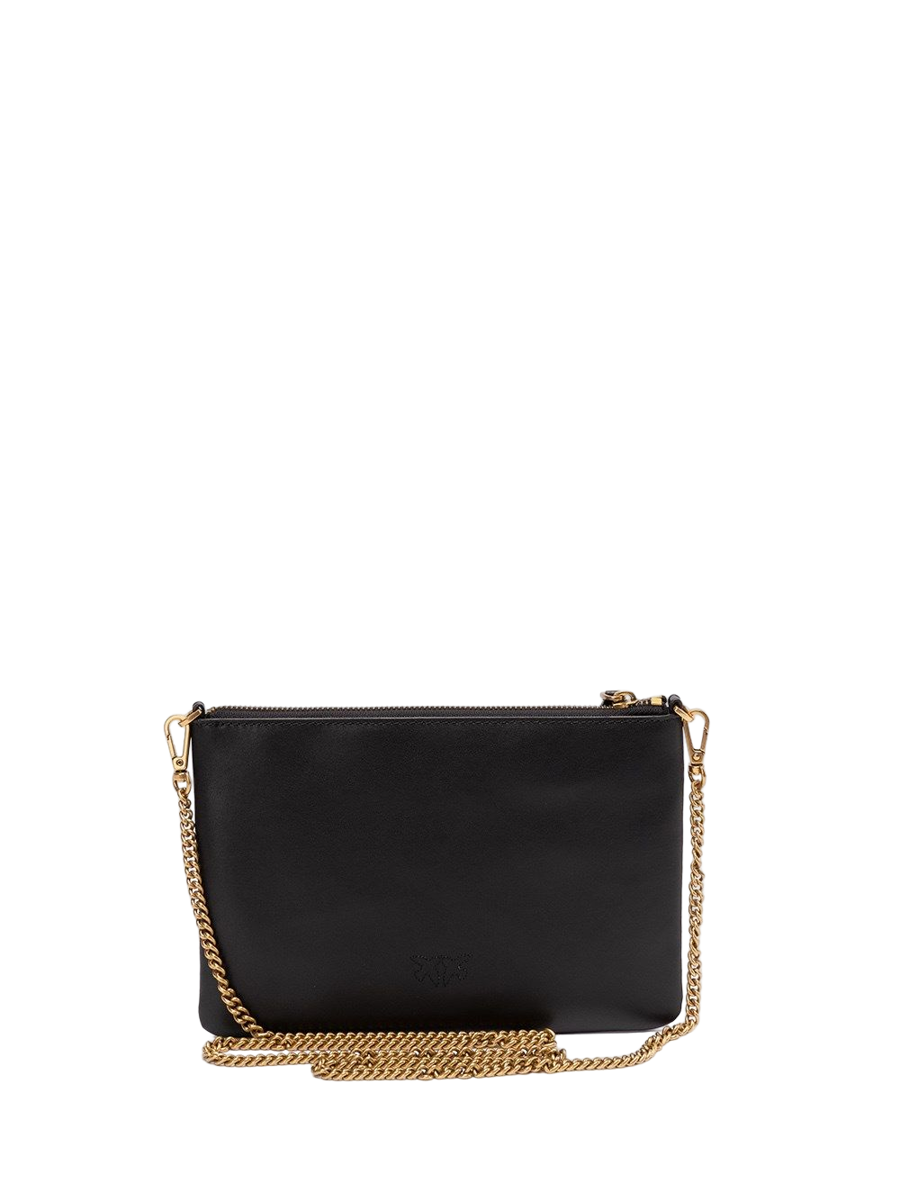 Pinko pochette Flat Classic in pelle con tracolla nero oro