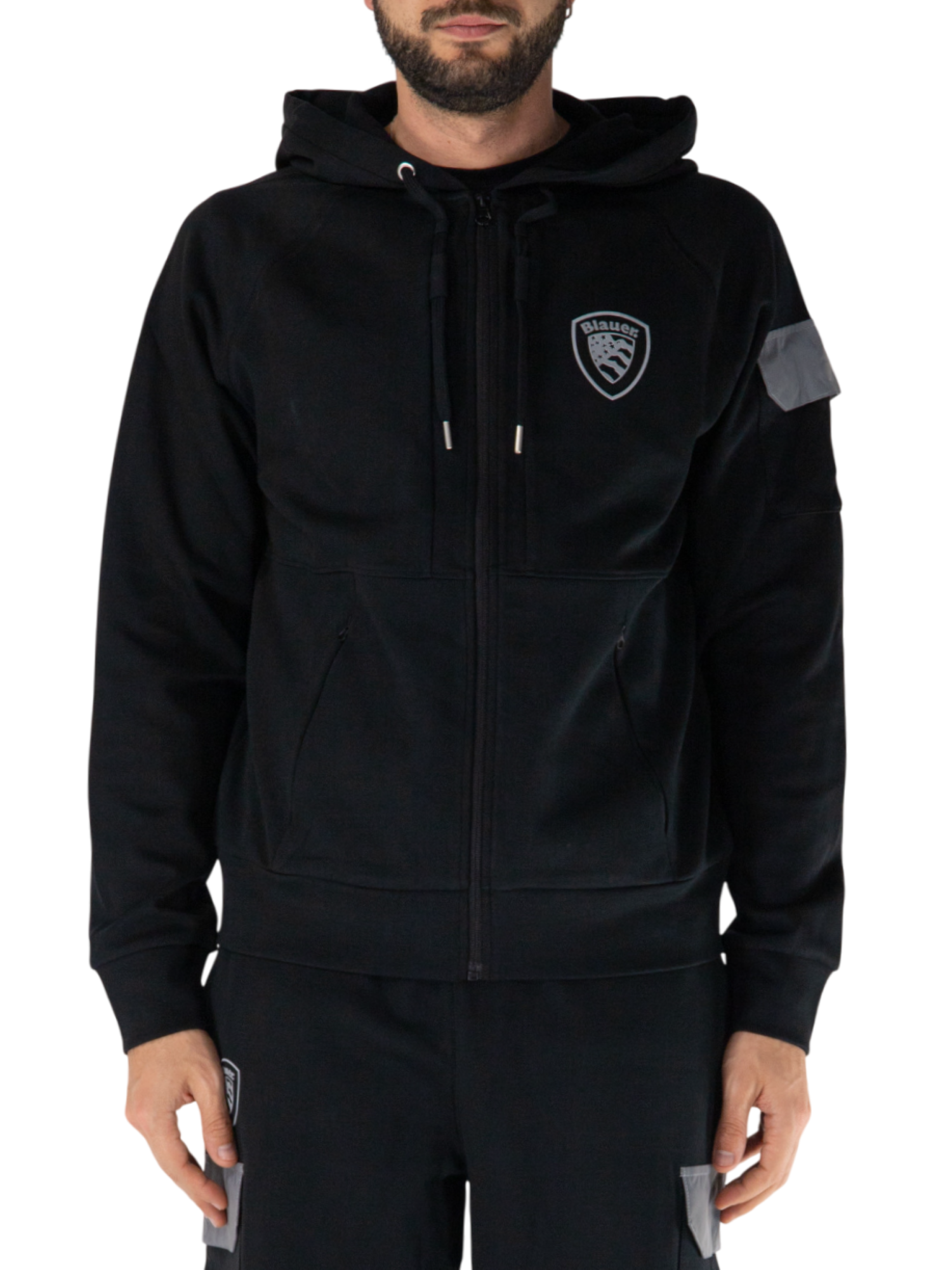 Blauer felpa con cappuccio e zip Beal nero 25SBLUF02054-007092 999 BLAUER 