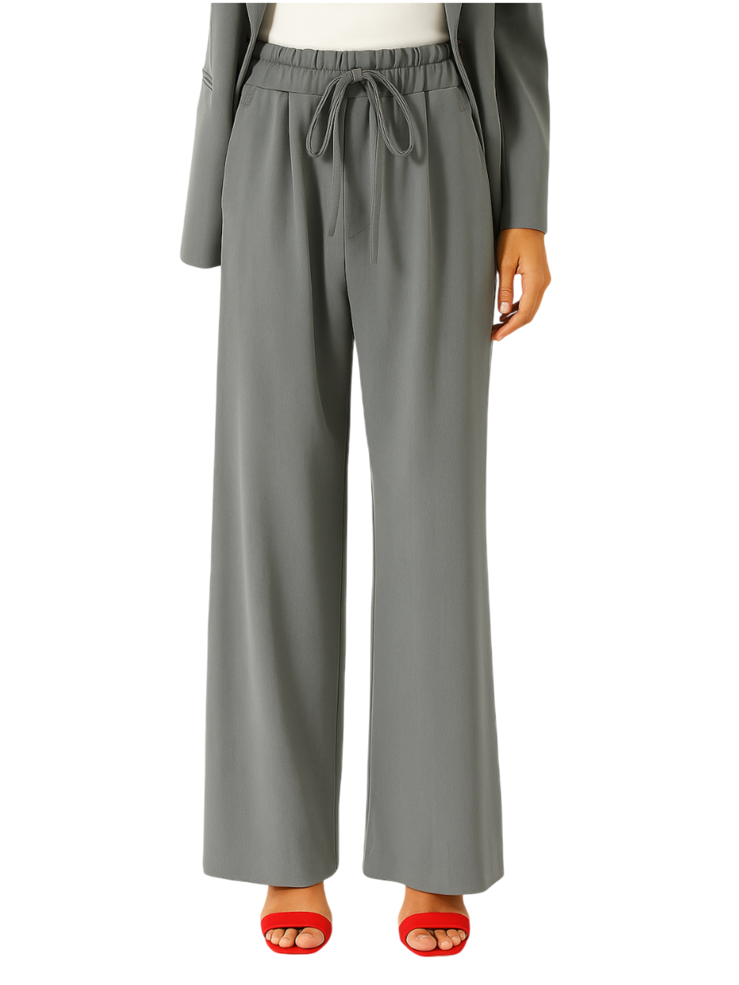 Vicolo pantaloni gamba larga con coulisse grigio TF0374 GRIGIO VICOLO 