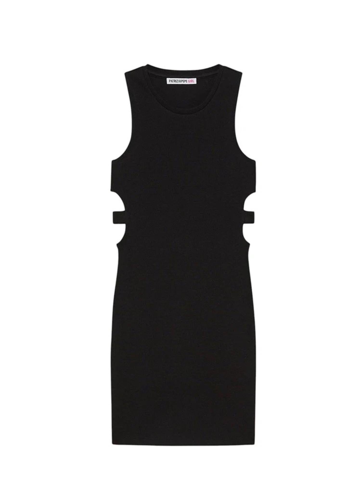 Patrizia Pepe abito smanicato a costine con cut out nero 7A0544-J267 K103 PATRIZIA PEPE 