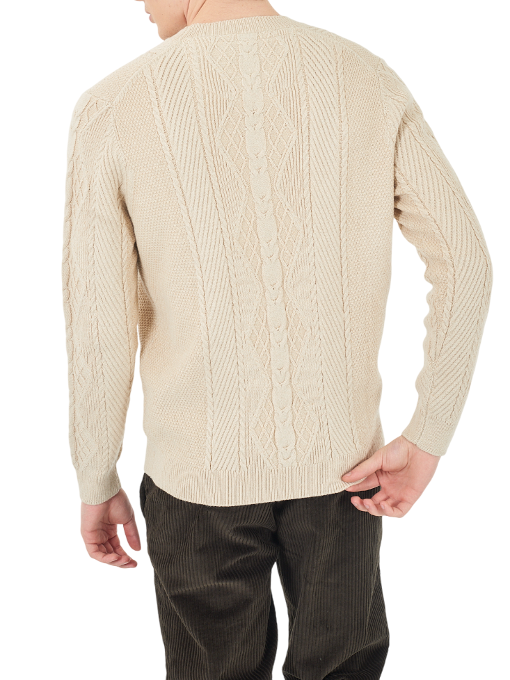 Yes Zee maglia uomo in misto lana beige chiaro M815-MI00 0245 YES-ZEE 