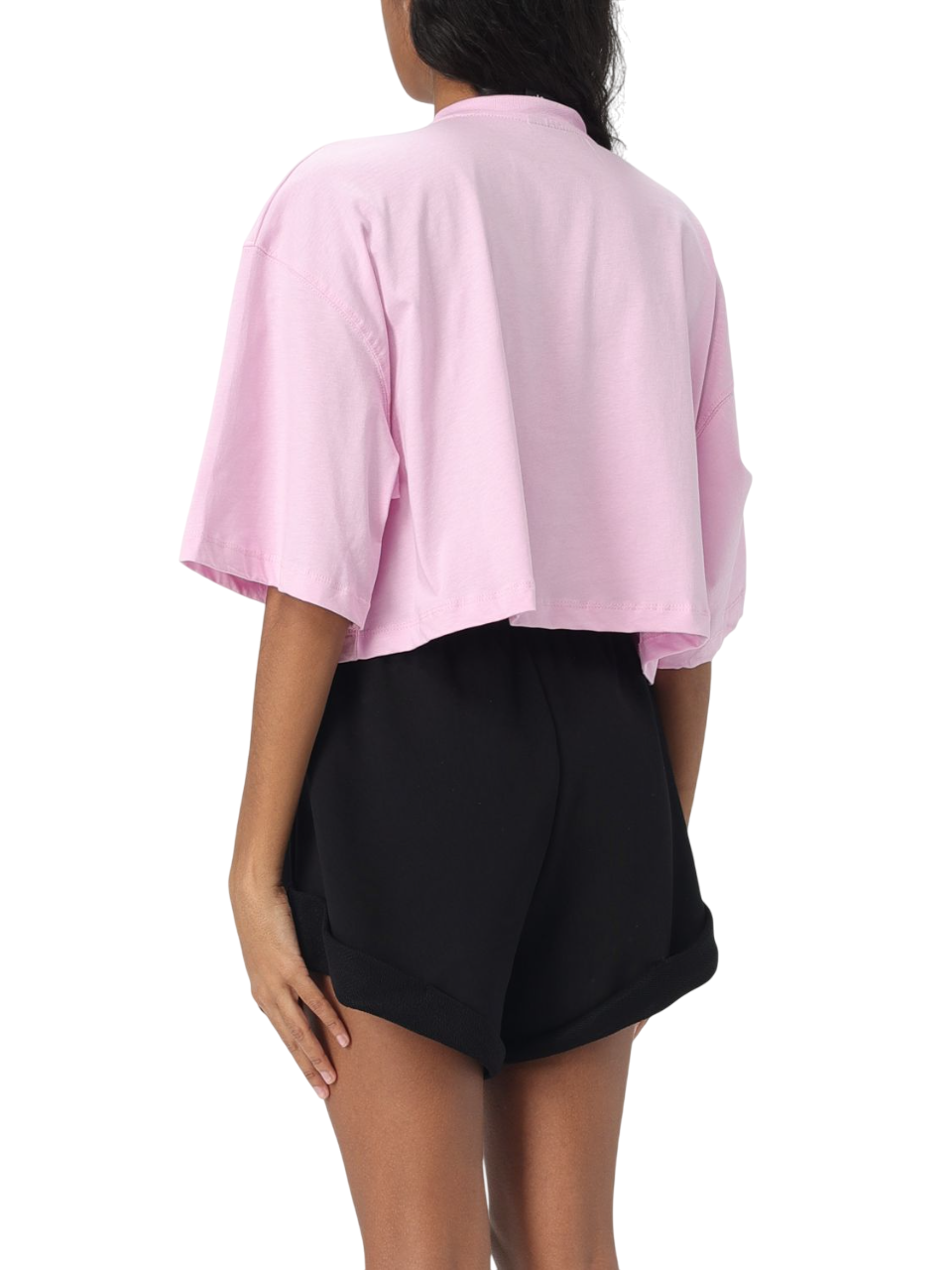Disclaimer T-shirt crop maniche corte con logo gioiello rosa 54933 ROSA DISCLAIMER 