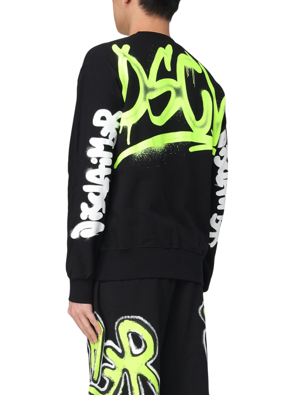 Disclaimer felpa con maxi logo posteriore nero verde fluo 54826 NERO DISCLAIMER 