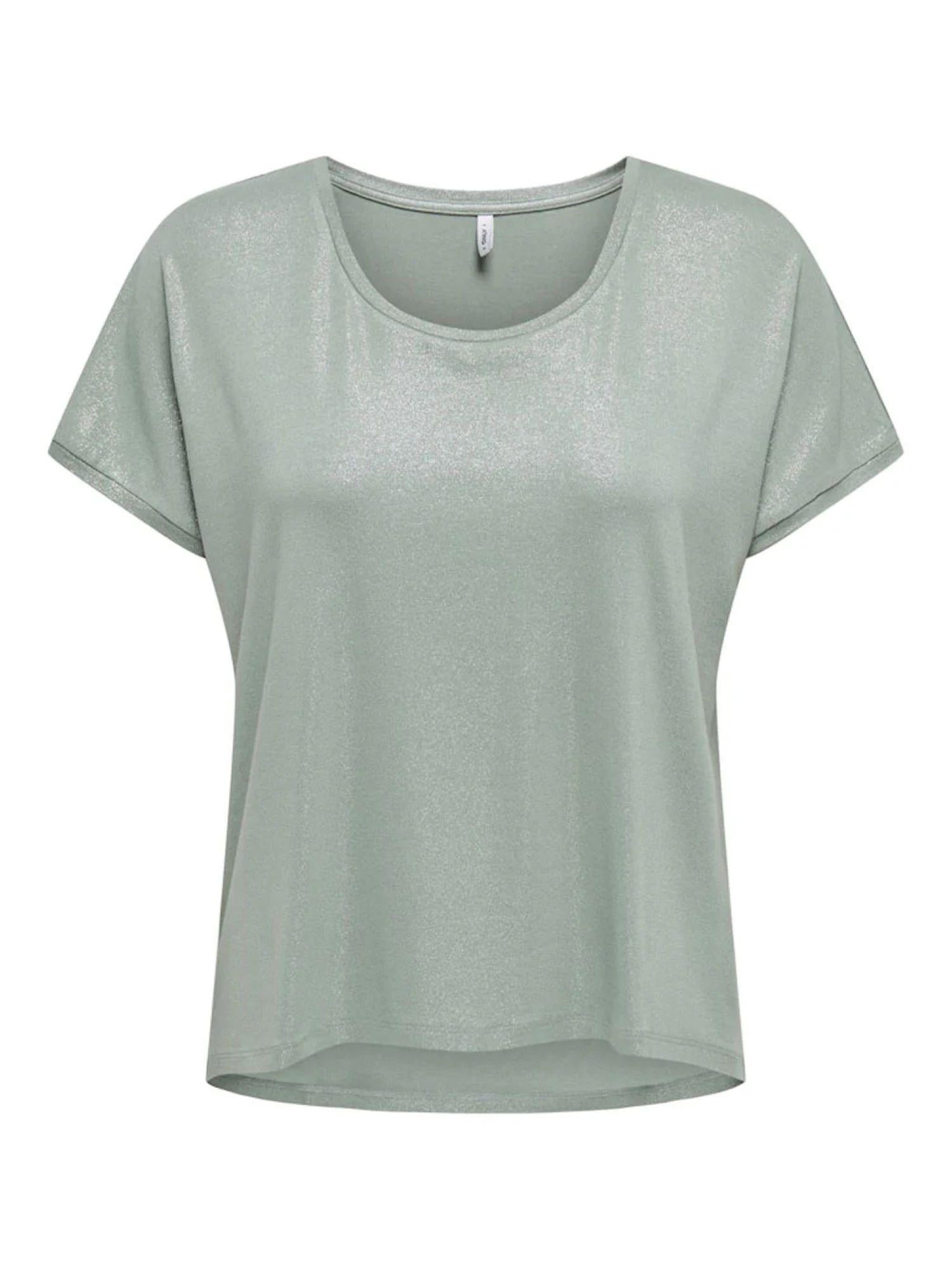 Only T-shirt in viscosa lurex manica corta verde