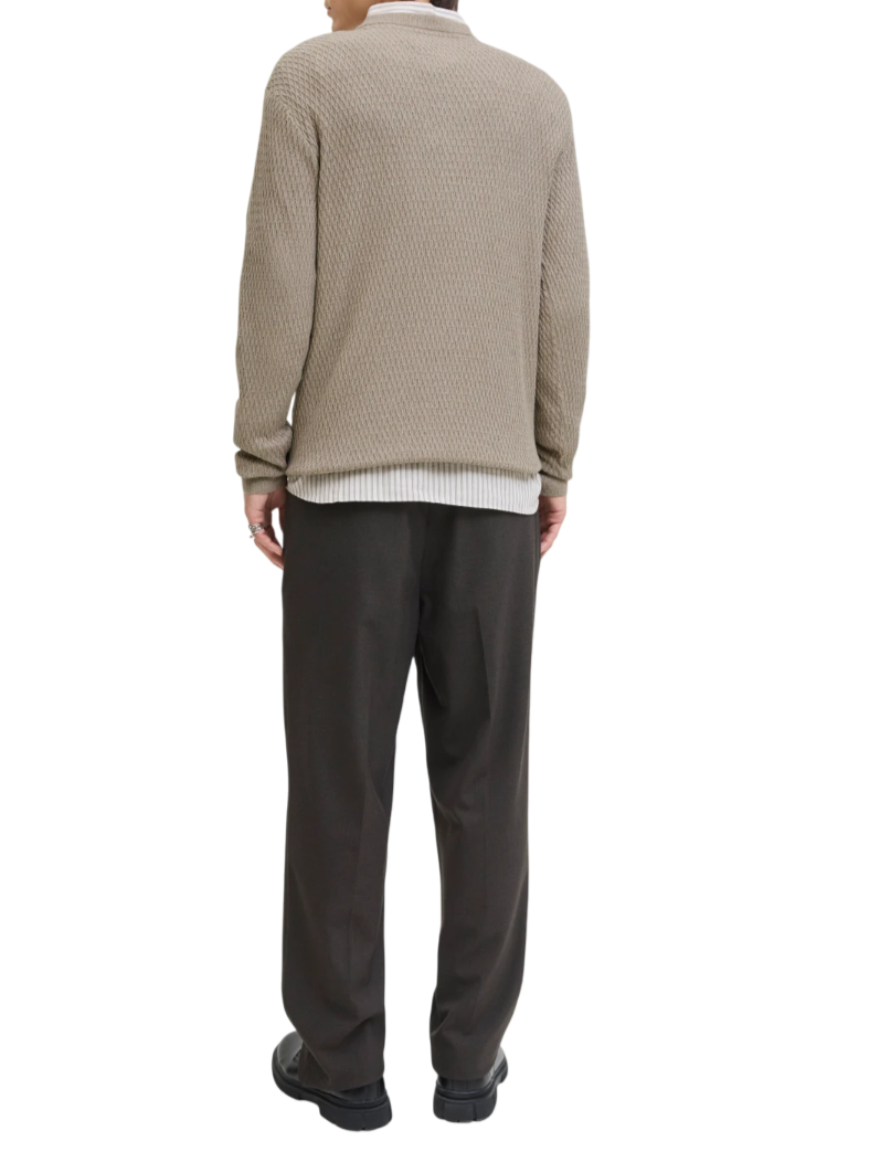 Jack&Jones maglia uomo girocollo trama rombi beige 12283381 GREIGE-TWIST JACK&JONES 