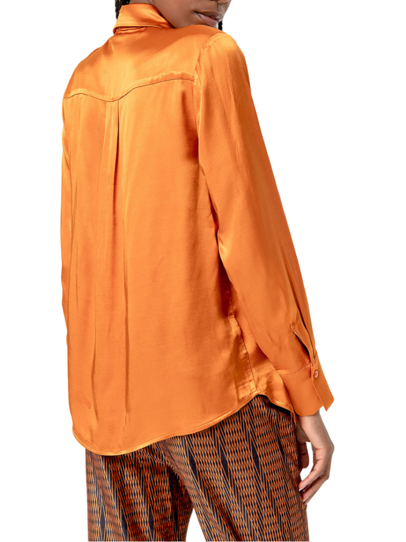 Surkana Camicia satinata con fiocco tinta unita Arancione 564NESA121 20 SURKANA 