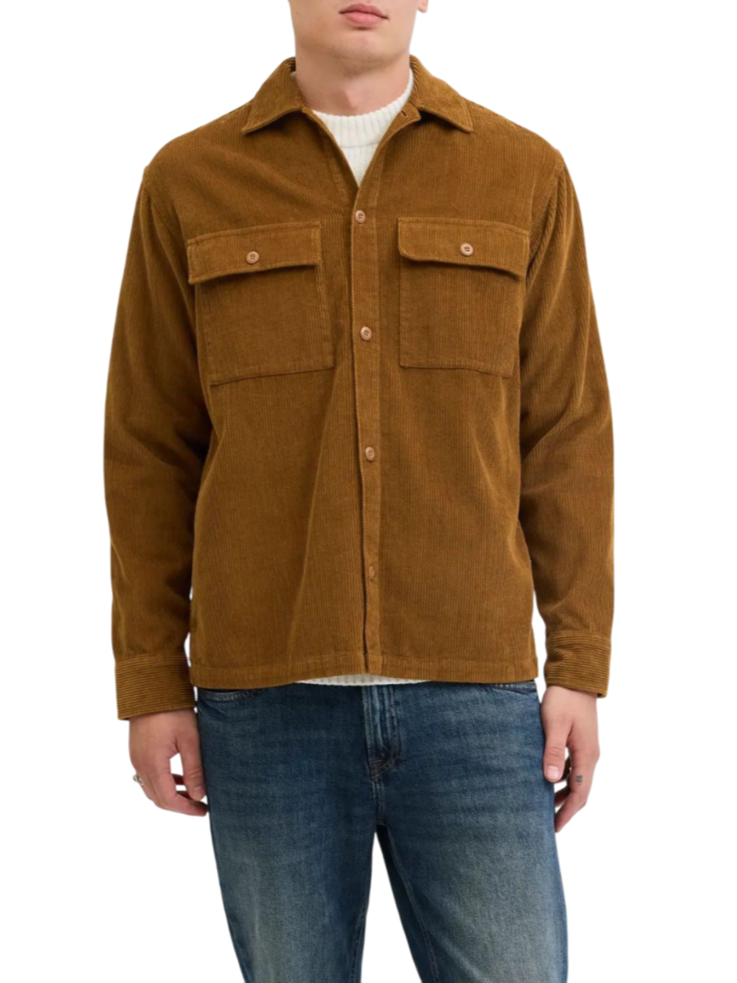 Jack&Jones camicia uomo in velluto millerighe marrone caramello 12278825 MONKS ROBE JACK&JONES 