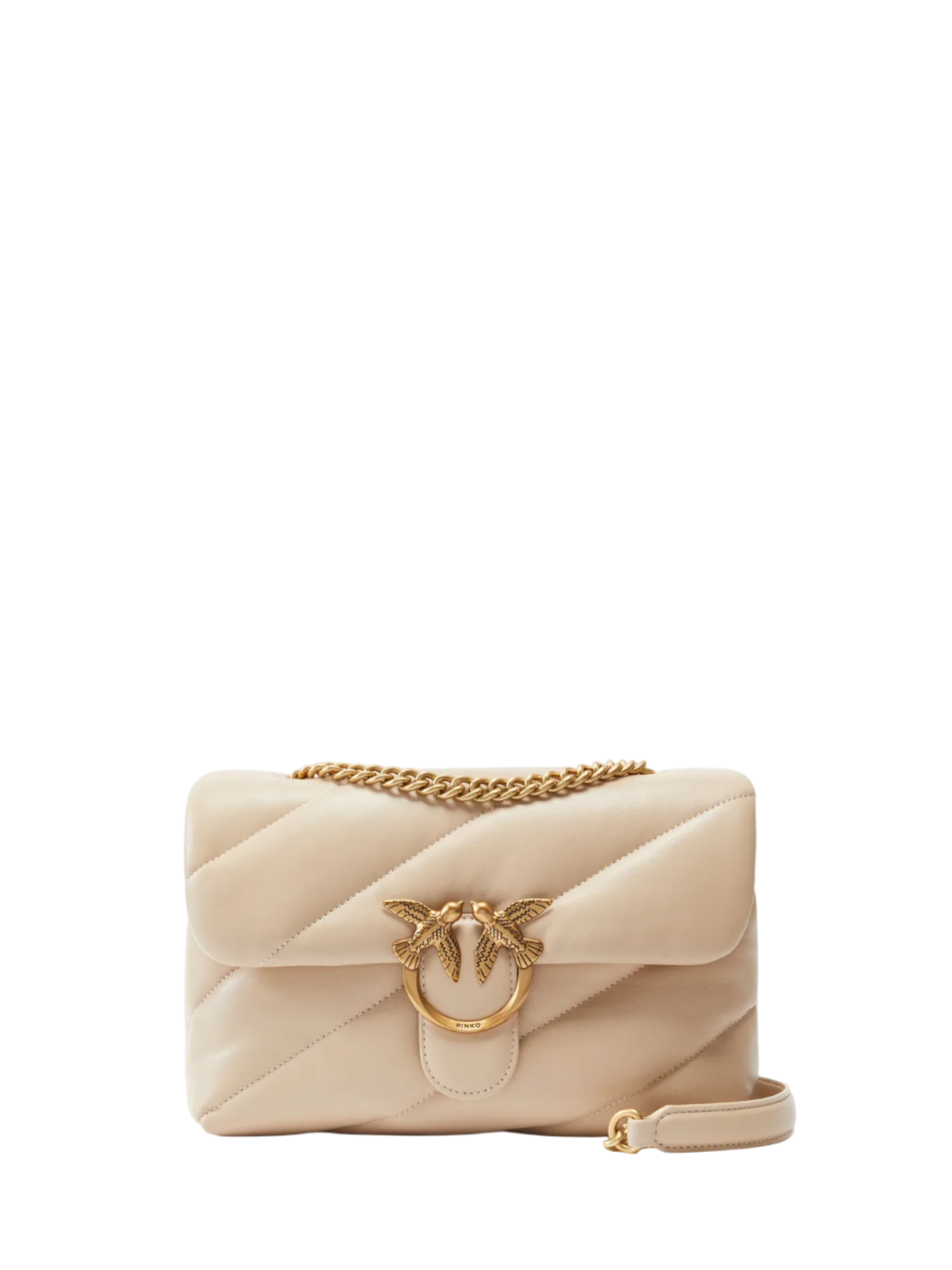 Pinko borsa Love Bag Classic Puff in pelle beige oro 100038-A0F2 C50Q PINKO 