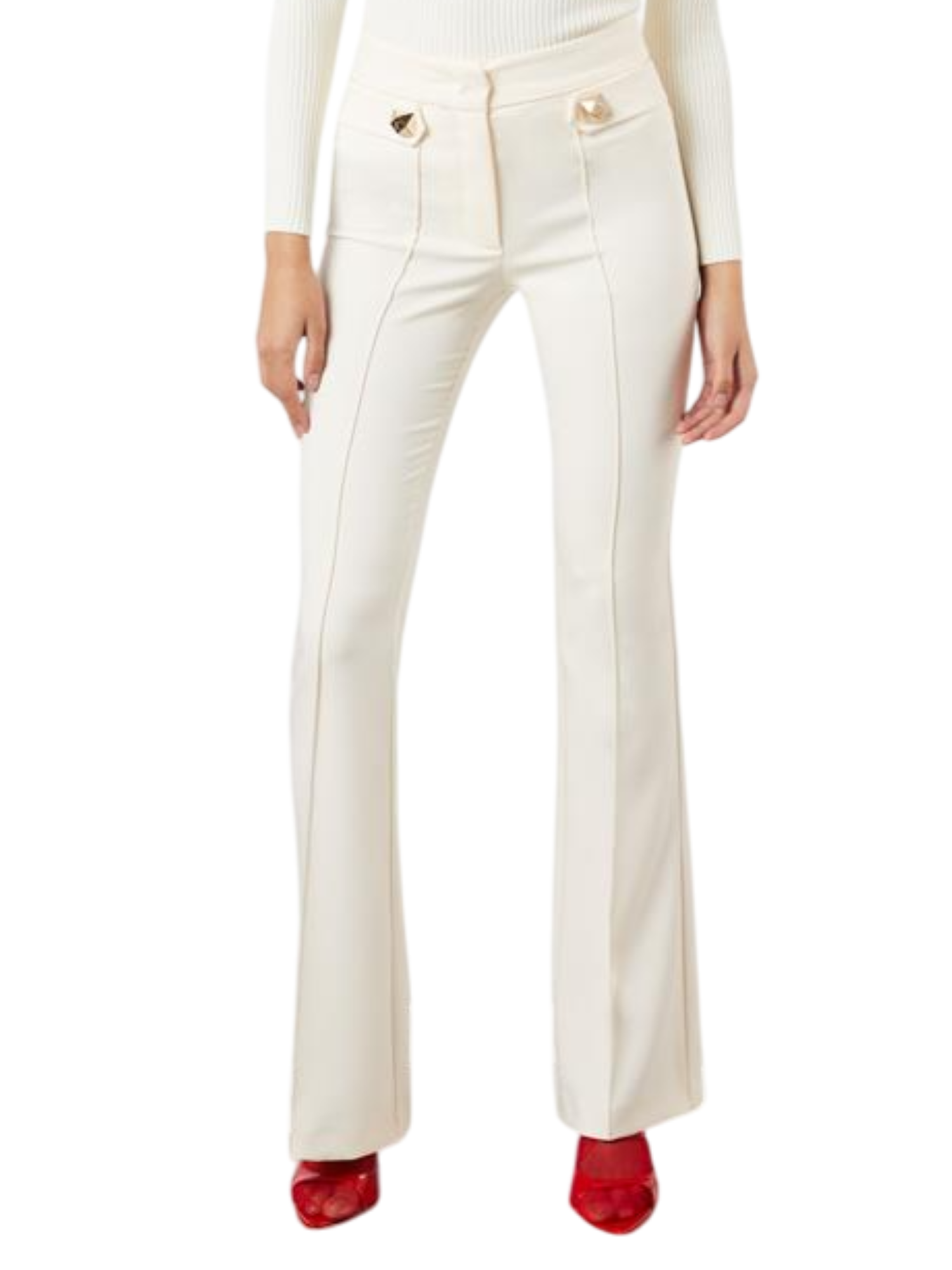 Simona Corsellini pantaloni flare con applicazioni rosa cipria A24CPPA00301 0692 SIMONA CORSELLINI 