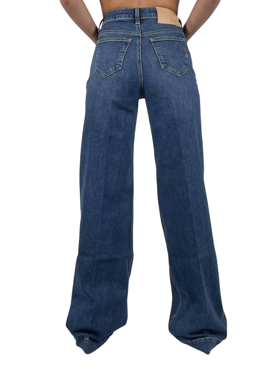 Vicolo jeans a palazzo Giudith con bottoni lavaggio blu DF5076 LAV.SCURO VICOLO 