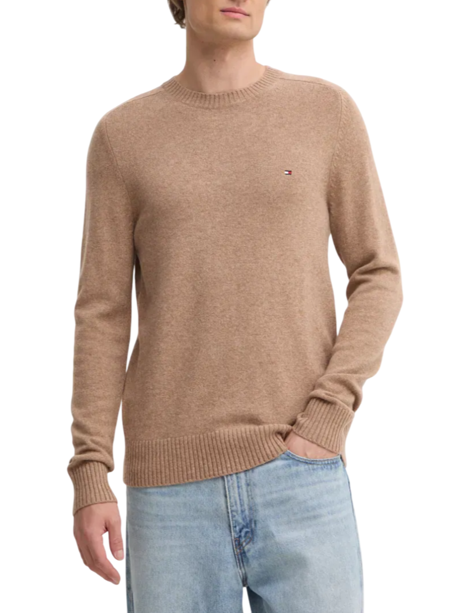 Tommy Hilfiger maglia uomo in lana melange marrone MW0MW36535 RFG Tommy Hilfiger 